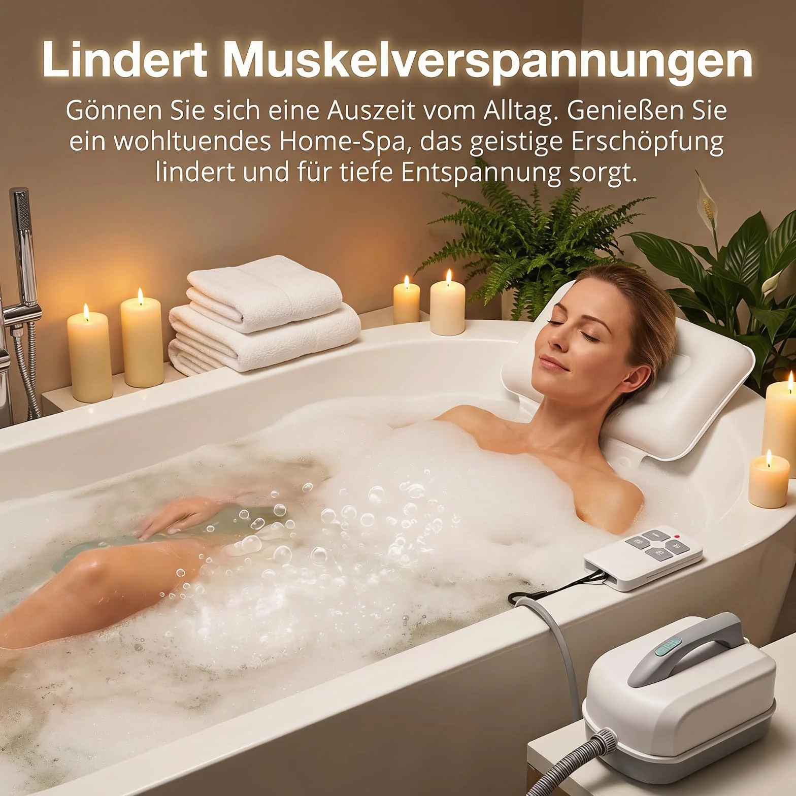 Mata do wanny spa, mata bąbelkowa, mata do wanny z hydromasażem z poduszkami, antypoślizgowe przyssawki, przenośny masażer do kąpieli bąbelkowej z 6 prędkościami, do relaksu w domu
