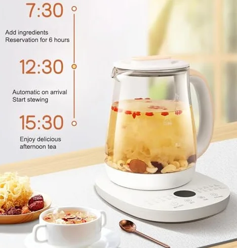 1,8L Czajnik ze szkła elektrycznego, wielofunkcyjny garnek z 20 inteligentnymi programami, Kontrola ekranu dotykowego, 304 ze stali nierdzewnej, Hot Water Teapot do kawy z herbatą, Zastosowanie w domu