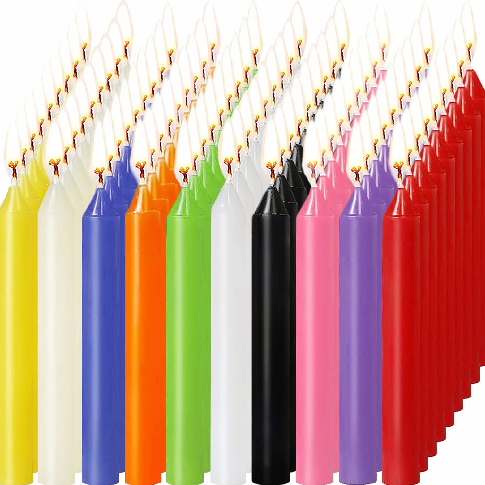 Candle 100 małych świec Dripless, świece do chimes, magii, społeczności, na urodziny, bankiet, rytuały, dekoracja imprezowa (10 kolorów), z wypalaniem bez pozostawiania śladów
