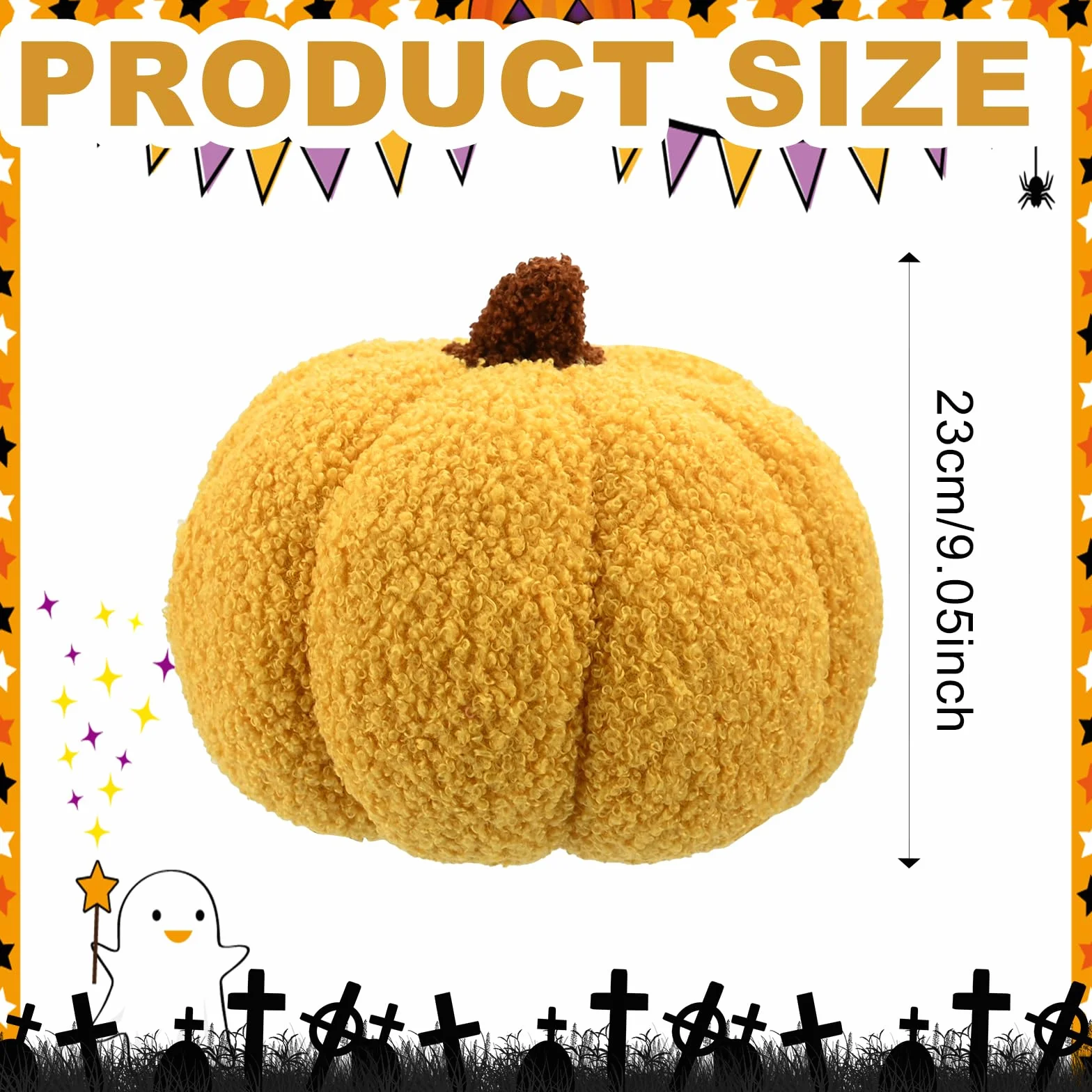 Halloween poduszka w kształcie dyni, dekoracja, pluszowa zabawka w kształcie dyni na sofę,na Święto Dziękczynienia, Halloween, dekoracja wnętrz, prezent dla dzieci (żółta)