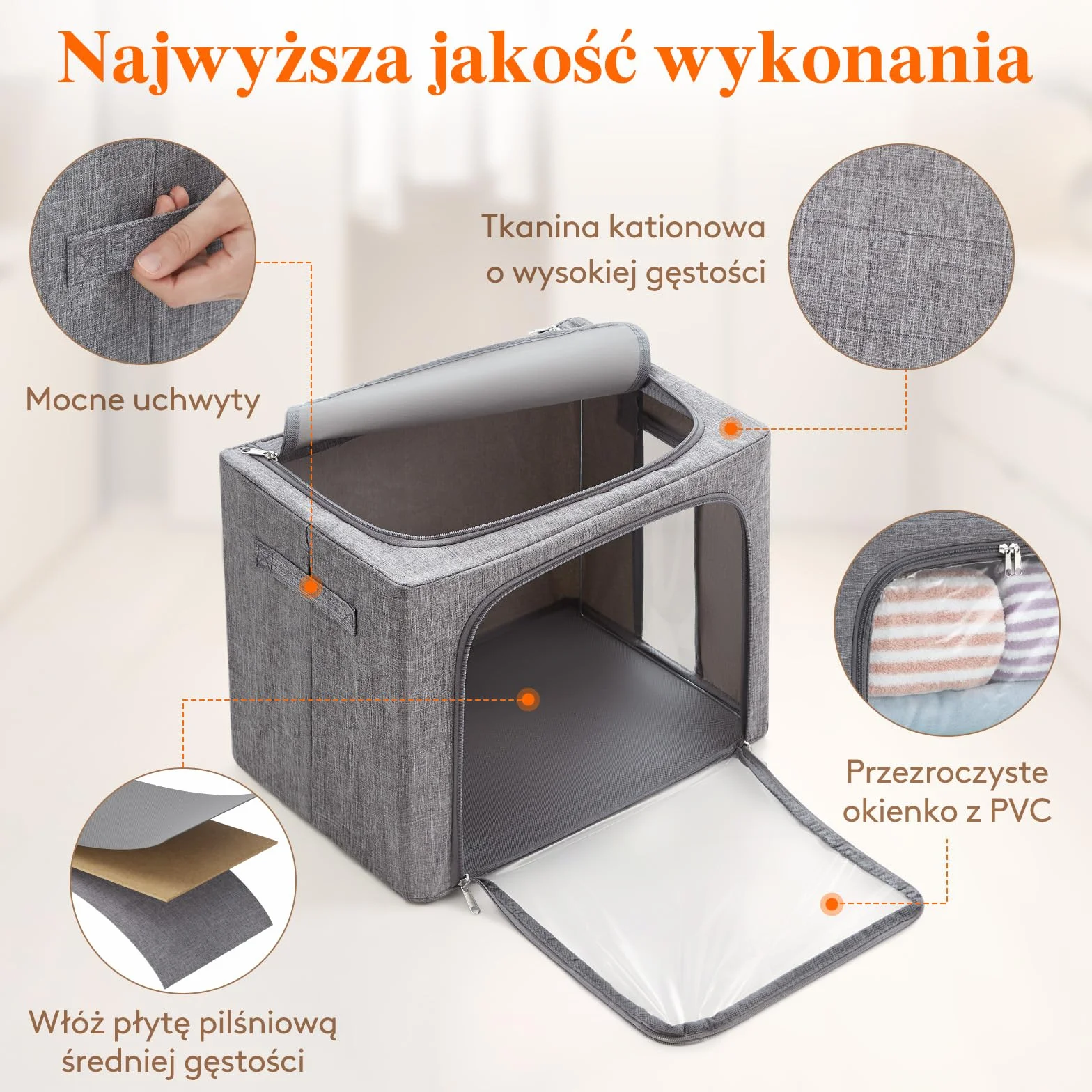Lifewit pojemniki na ubrania składane 40L z metalową ramą pokrywami okienkiem zamkami 3 szt.