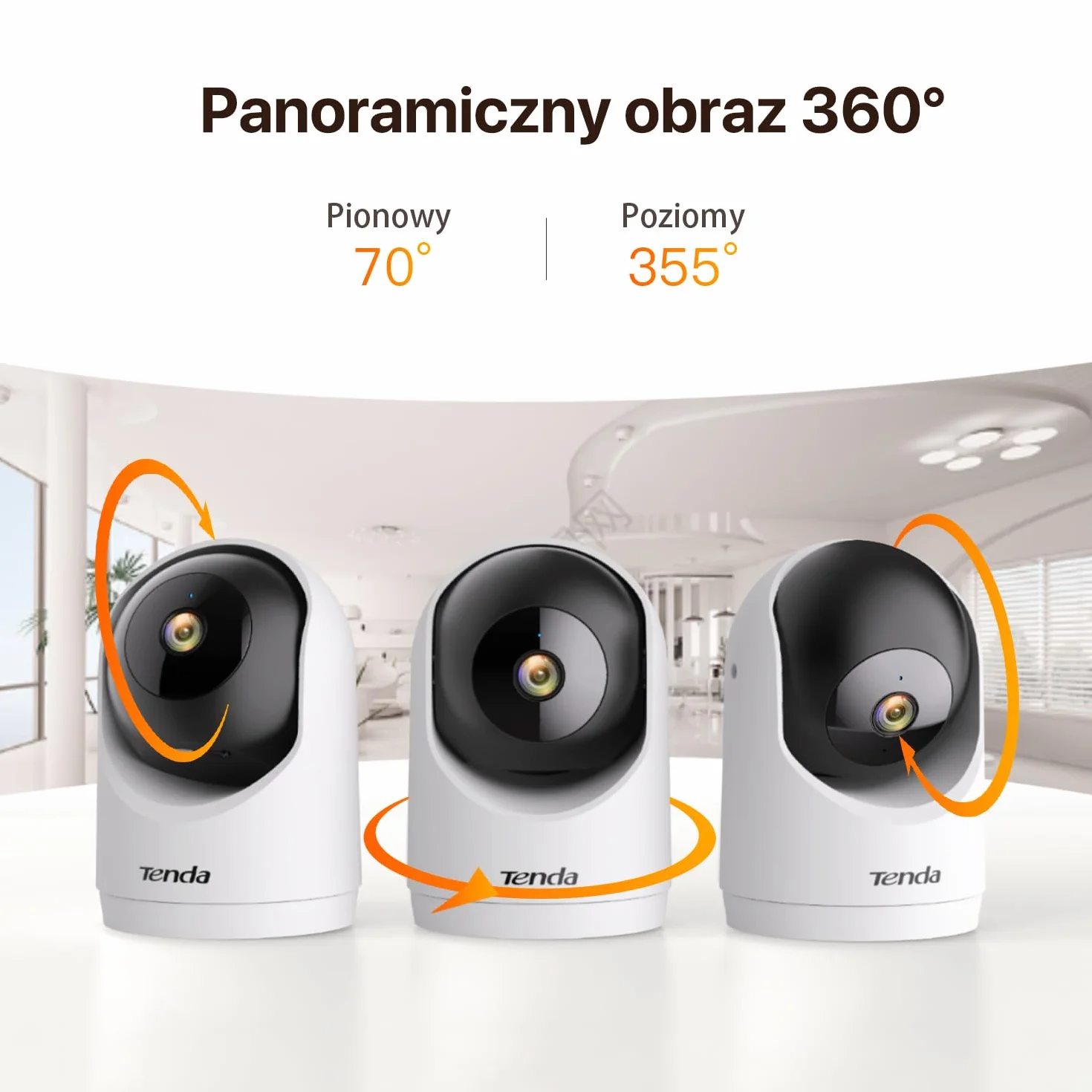 Tenda kamera monitorująca Tenda 2K CP3 V3.0, kamera Wi-Fi 360 stopni z 2-kierunkowym dźwiękiem, FHD 3MP, noktowizor, wykrywanie ruchu, alarmy i powiadomienia push, do kamer dla dzieci i zwierząt
