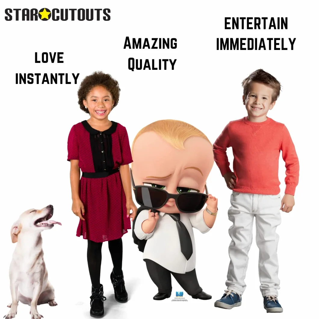STAR CUTOUTS SC4035 Theodore Lindsey Ted Templeton Jr. Official Boss Baby Family Business Kartonowe wycięcie małe, niebieskie