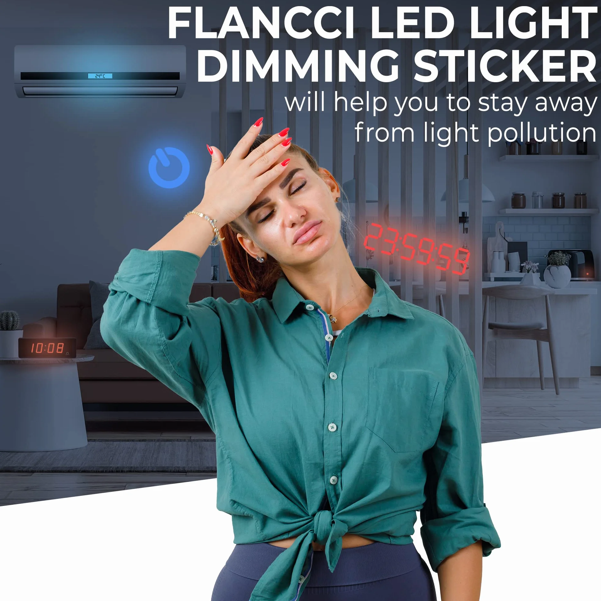 FLANCCI Naklejki blokujące światło LED, przyciemniające filtry LED do routerów, osłony LED zaciemniające, przyciemniające 50% ~ 80% świateł LED (2 Sheets 80%)