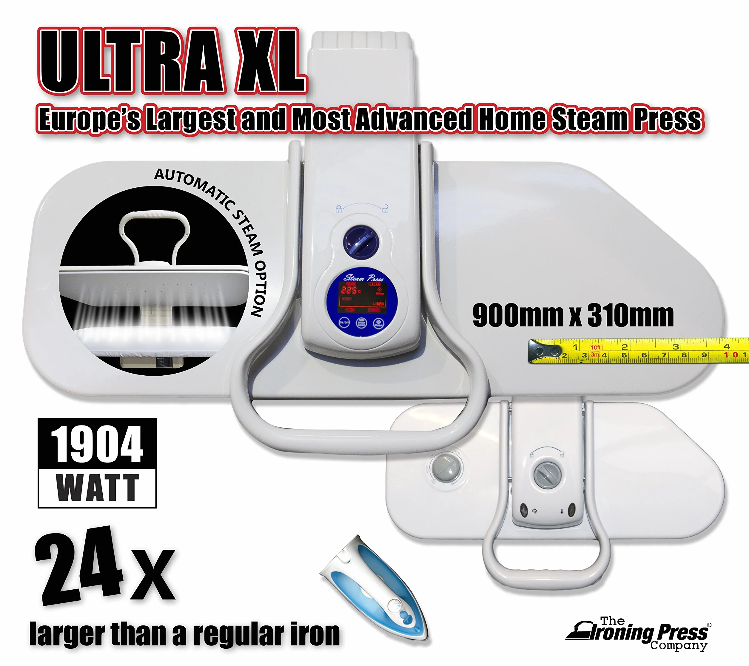 Profesjonalna prasa parowa firmy Speedypress – rozmiar Ultra XL (ponadwymiarowy) – największa i najbardziej zaawansowana prasa parowa w Europie