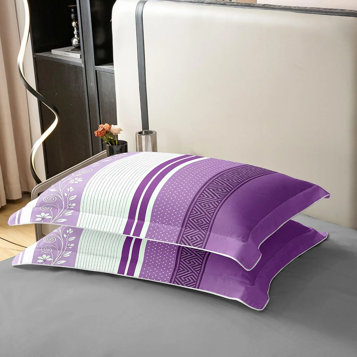 Pościel w stylu retro, 100% naturalna bawełna, rozmiar L, geometryczne paski, falowane kropki, dekoracja dla dziewcząt i chłopców, zestaw pościeli, modne linie, liliowa poszewka na kołdrę