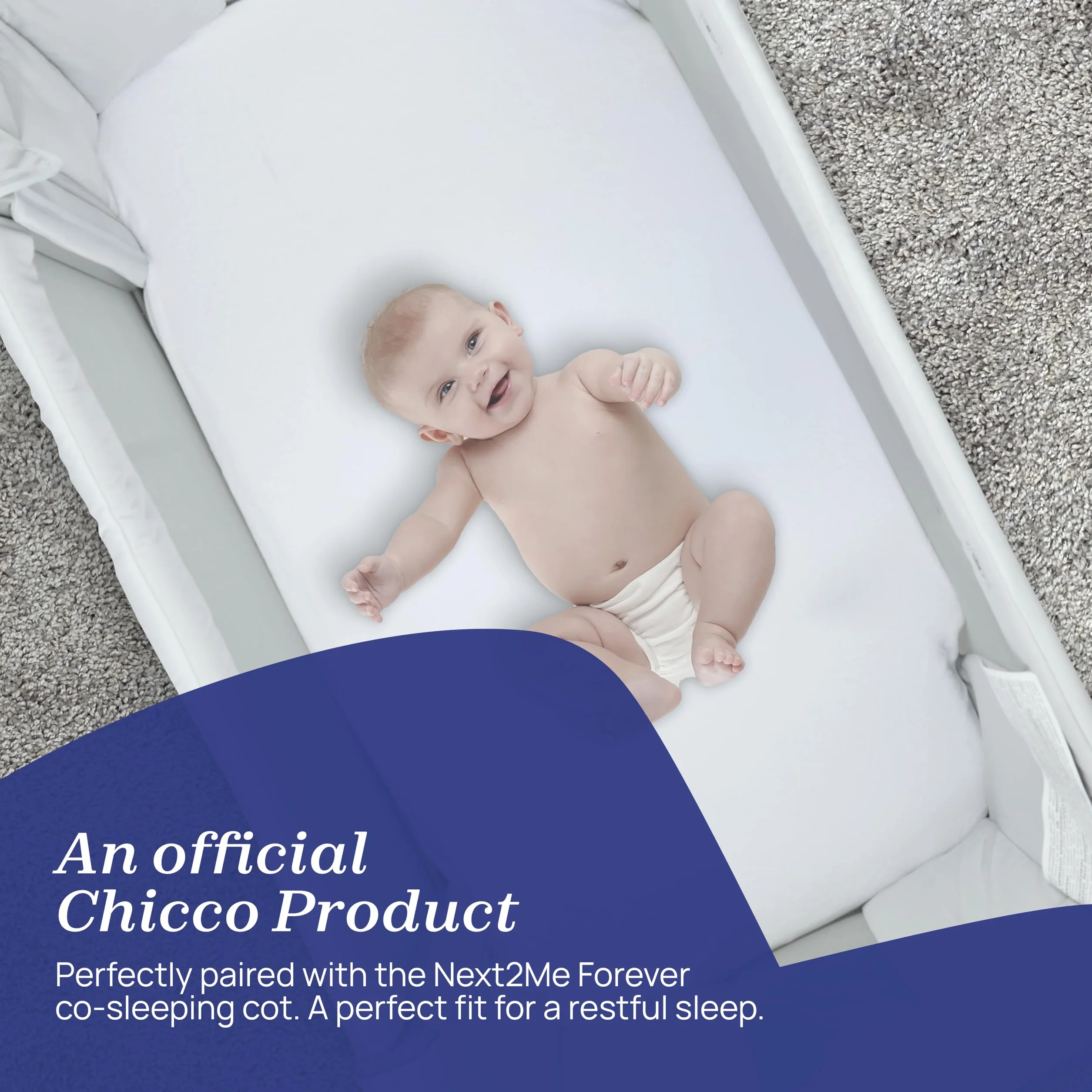 Chicco Next2Me Forever Higieniczny pokrowiec na materac frotte, biały