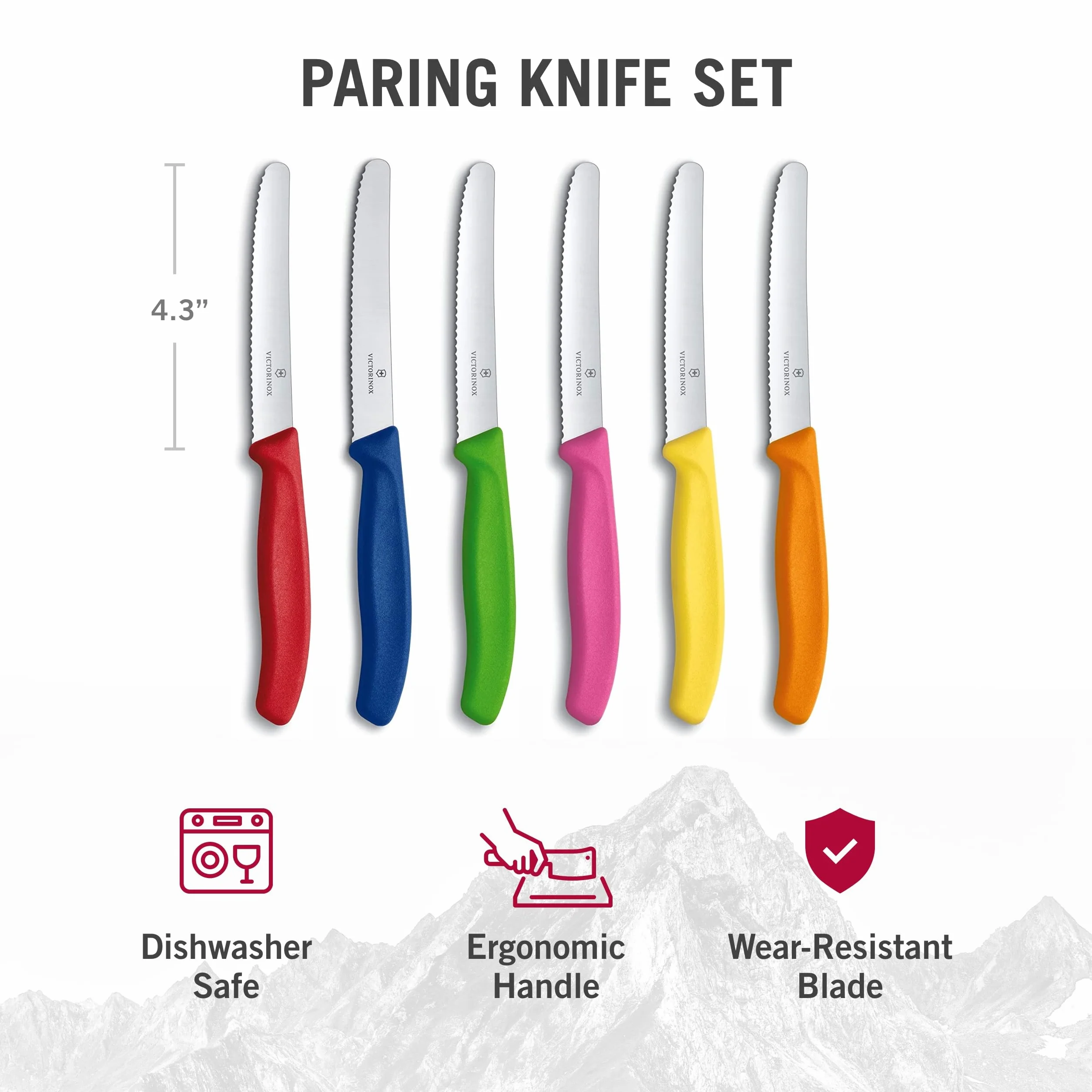 Victorinox Swiss Classic Tomaten- und Tafelmesser-Set, 6-teilig , Wellenschliff, 11 cm, mehrfarbig