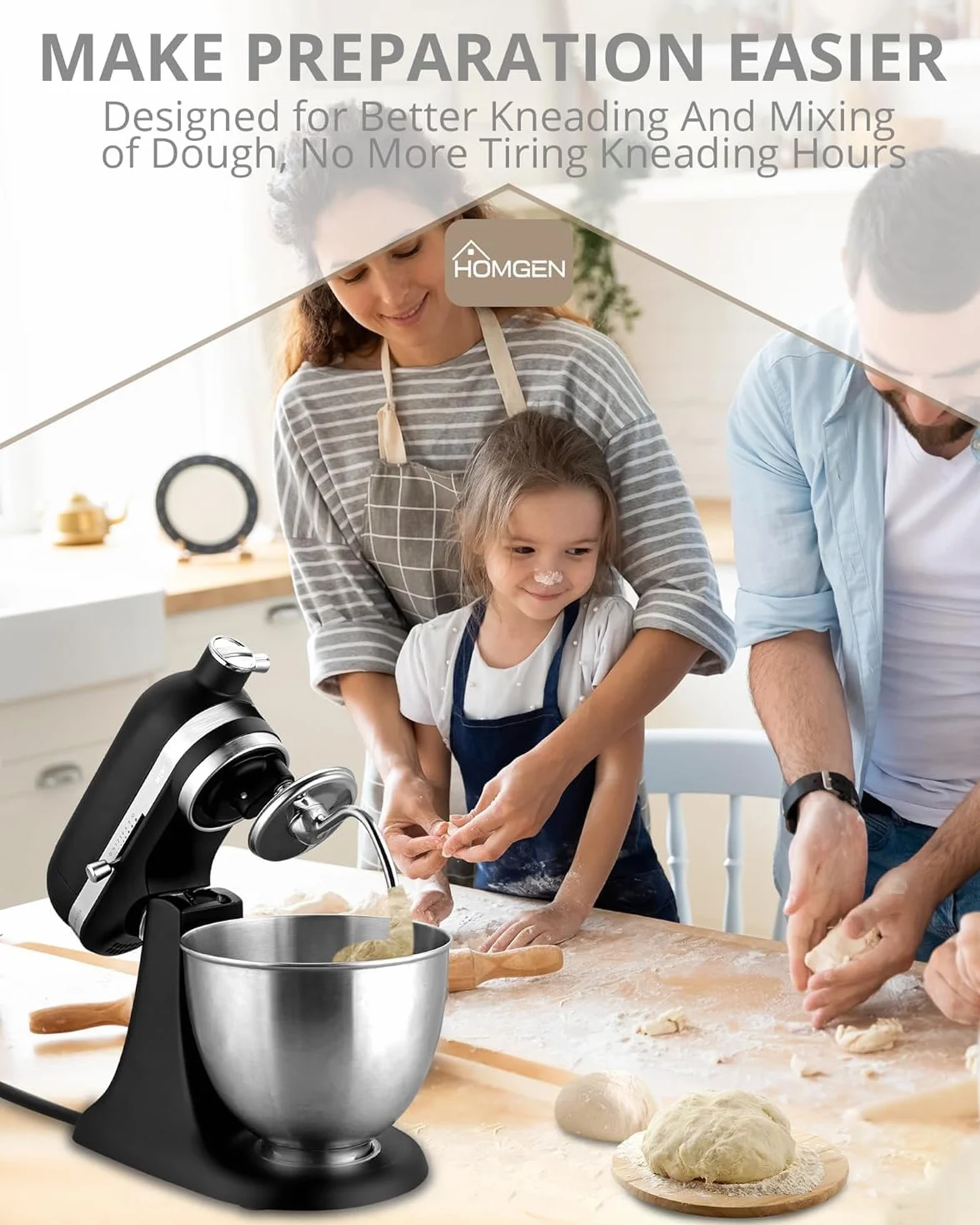HOMGEN 304 stal nierdzewna Końcówka do zagniatania ciasta do miksera Kitchenaid Pasuje do 4.5-5Qt Akcesoria do miksera Kitchenaid Końcówka do ciasta w kształcie spirali Akcesoria do miksera stojącego