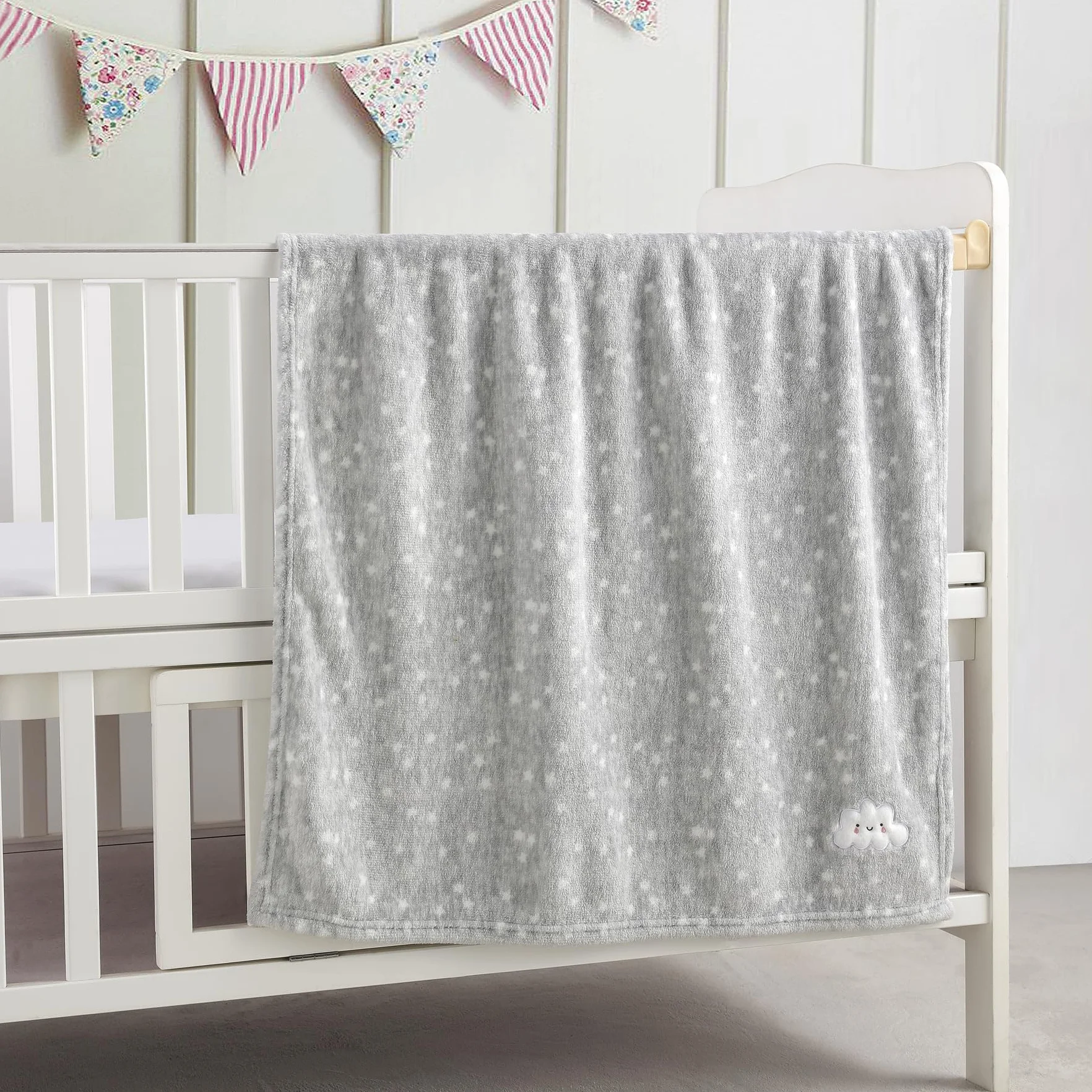 CREVENT Mały puszysty ciepły kocyk dla chłopca i dziewczynki Łóżeczko dziecięce Wózek dziecięcy (75cmX100cm Grey Cloud)
