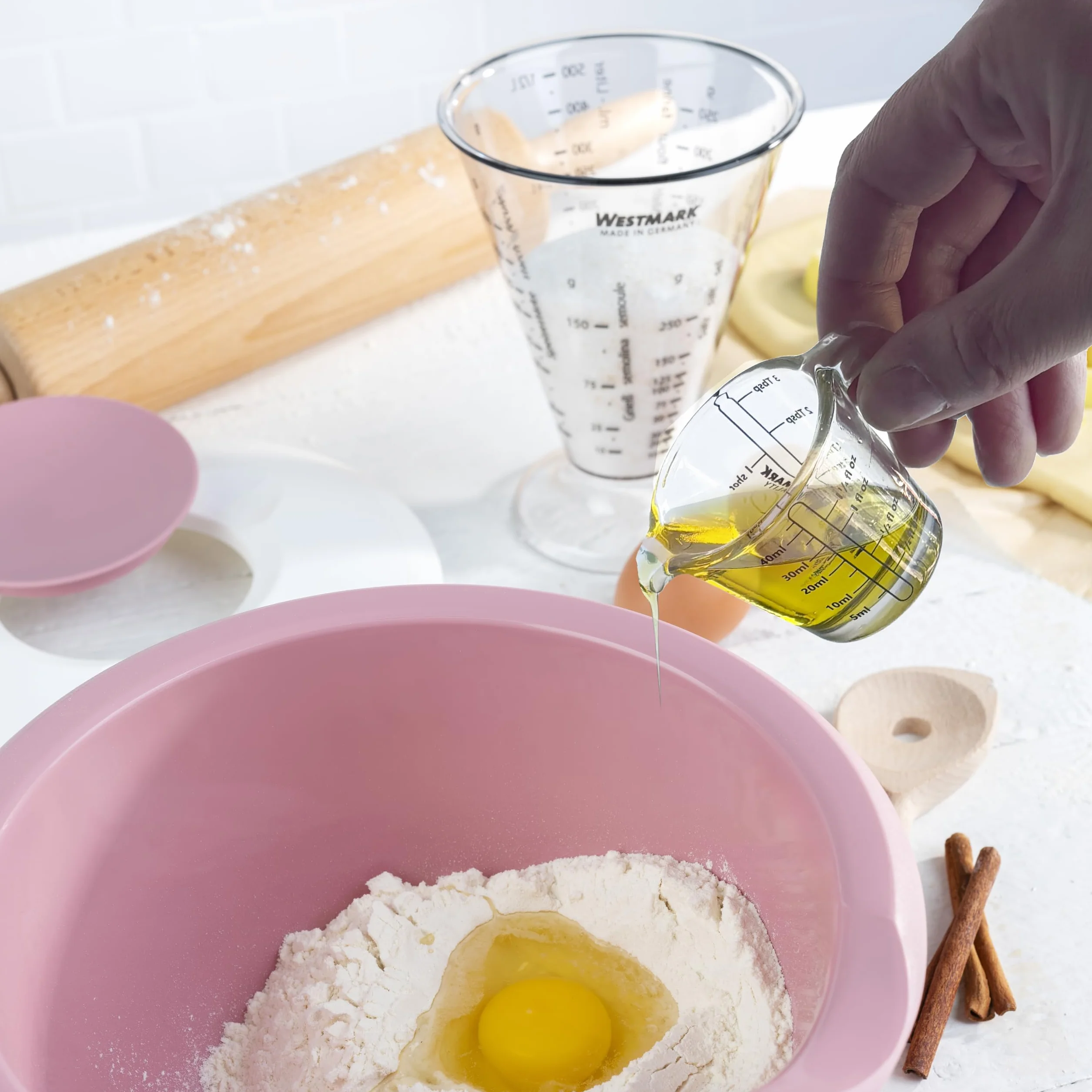 Westmark 305522E3 2 mini szklanki z miarką, 40 ml, 4 różne skale, nadają się do piekarnika, kuchenki mikrofalowej i zamrażarki, kolor przezroczysty/czarny