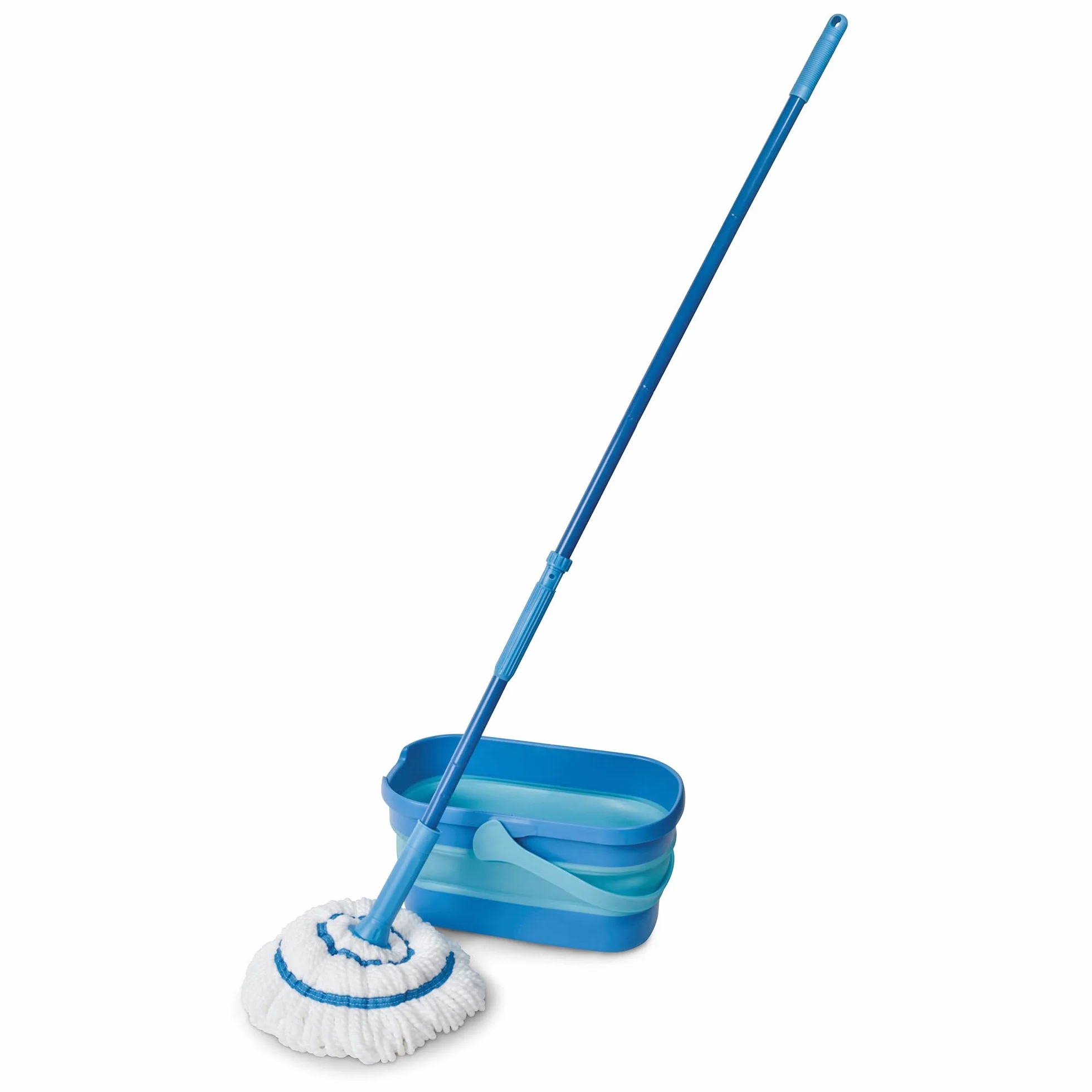 Spontex Ultra kompaktowy zestaw mopa i wiadra, mop z mikrofibry z wbudowanym systemem samoczynnego wyciskania, składane wiadro 10 l, do czyszczenia podłóg laminowanych, drewnianych i płytek, zmywalna