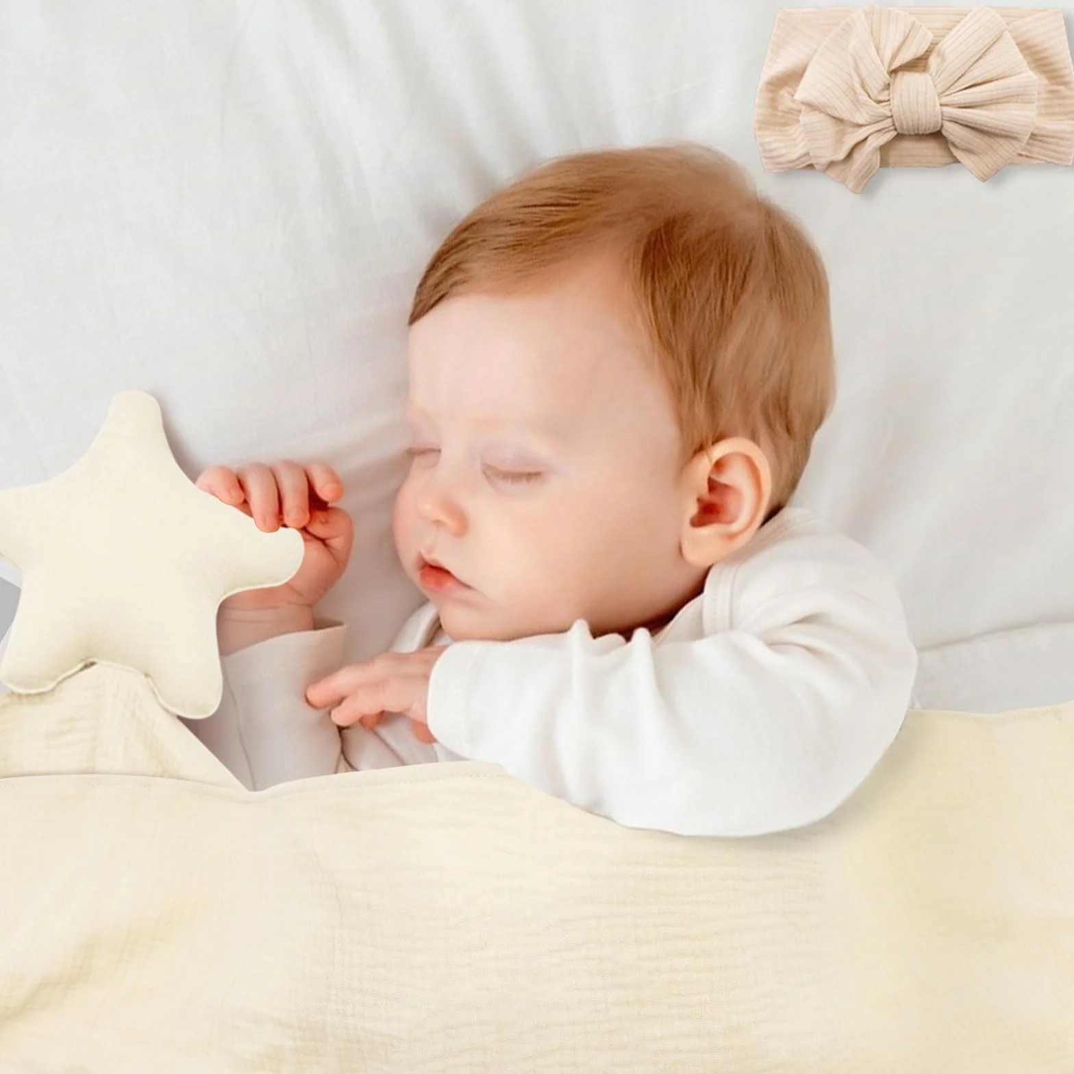 8-częściowy prezent dla noworodka, prezent dla chłopców i dziewczynek, 8 w 1, z kocem, zabawką dla koni, opaska do włosów, szczotka dla niemowląt, skarpetki, karta z kamieniami milowymi