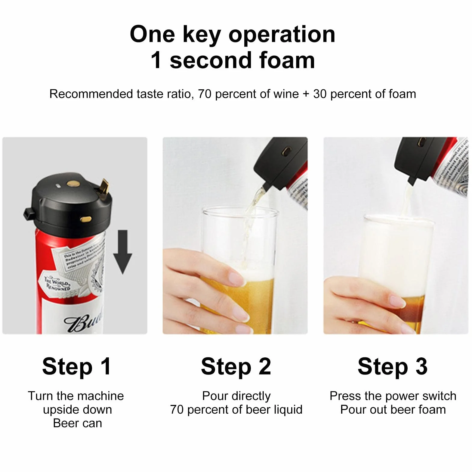 Ultrasonic Beer Foam Maker Maszyna do Piwa Puszkowego z Zasilaniem Bateryjnym