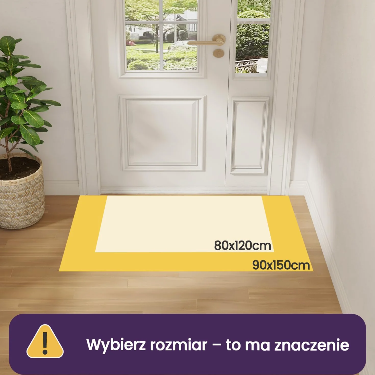 DEXI Wycieraczka pod drzwi wejściowe, 80 x 120 cm, wycieraczka do wewnątrz, chłonna, antypoślizgowa mata powitalna do wejścia, drzwi wejściowych, przedpokoju, na taras, beżowa