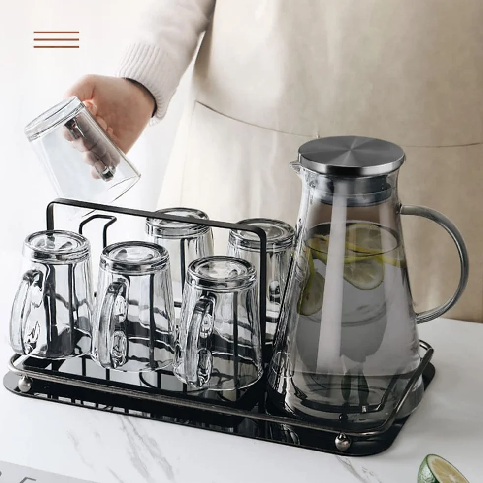 Szklane kubki do kawy zestaw 6 sztuk, kubki do kawy ze szkła borokrzemowego, 300 ml, zestaw bezołowiowych szklanek do picia, filiżanki do herbaty premium z uchwytem, prezenty do kawy espresso