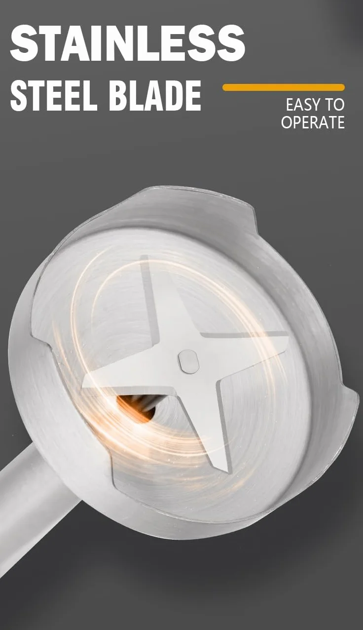 Ręczny blender 4 w 1, mocny blender emulsyjny ze stali nierdzewnej o mocy 1000 W, ręczny z 2-stopniową regulacją, zawiera miarkę, rozdrabniacz i trzepaczkę, idealny do miksowania zup i koktajli