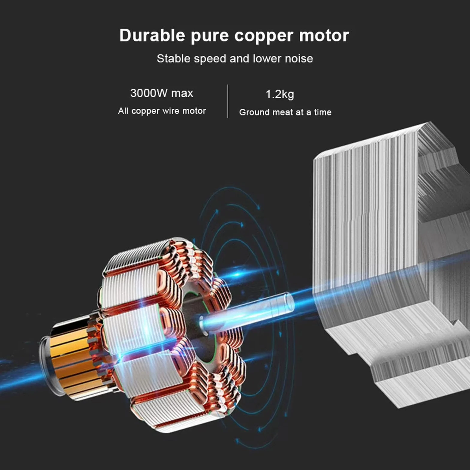 Elektryczna maszynka do mięsa, wytrzymała elektryczna maszynka do mięsa o mocy 3000 W, domowa maszynka do nadziewania kiełbas, maszynka do mięsa, robot kuchenny