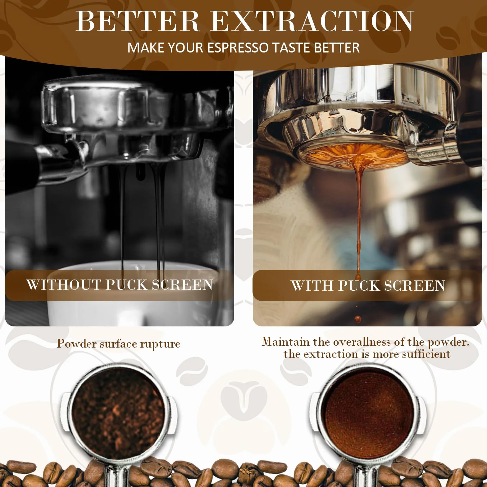 Krążek do espresso 53,5 mm ze stojakiem, filtry do kawy wielokrotnego użytku, kompatybilne z koszem portafiltrowym Breville Barista, 54 mm, grubość 1,7 mm, 150 μm, akcesoria do ekspresów do espresso