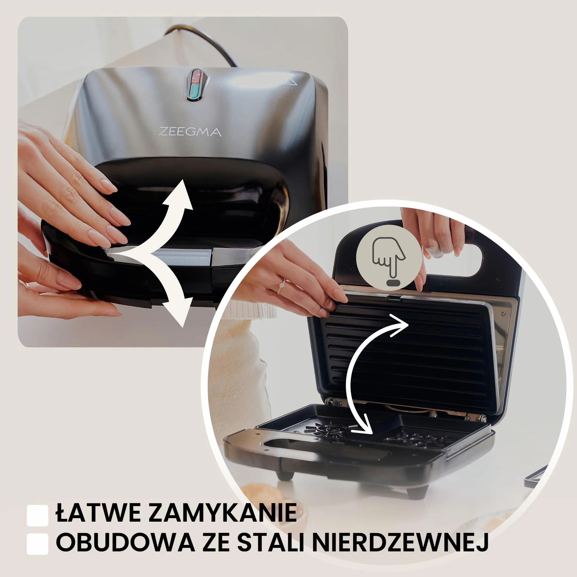 ZEEGMA ROTEE CHEF EASY Wielofunkcyjny Opiekacz 750 W 5 w 1, do Tostów Pieczywa Gofrów Kanapek Orzeszków Grill, Toster, Nieprzywierające Płytki Zabezpieczenie Przed Przegrzaniem