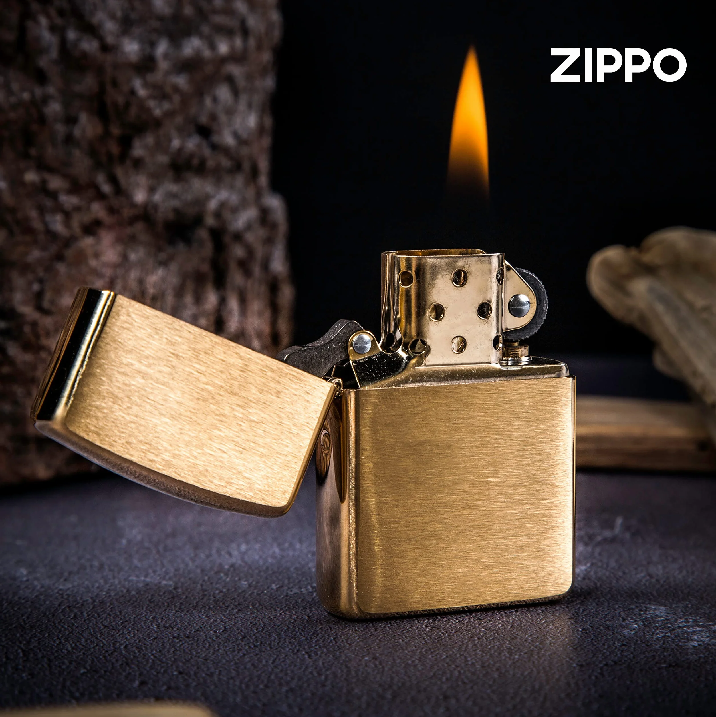 Zippo Zapalniczka Sztormowa Szczotkowany Mosiądz Wielokrotnego Użytku Płomień Odporny na Wiatr