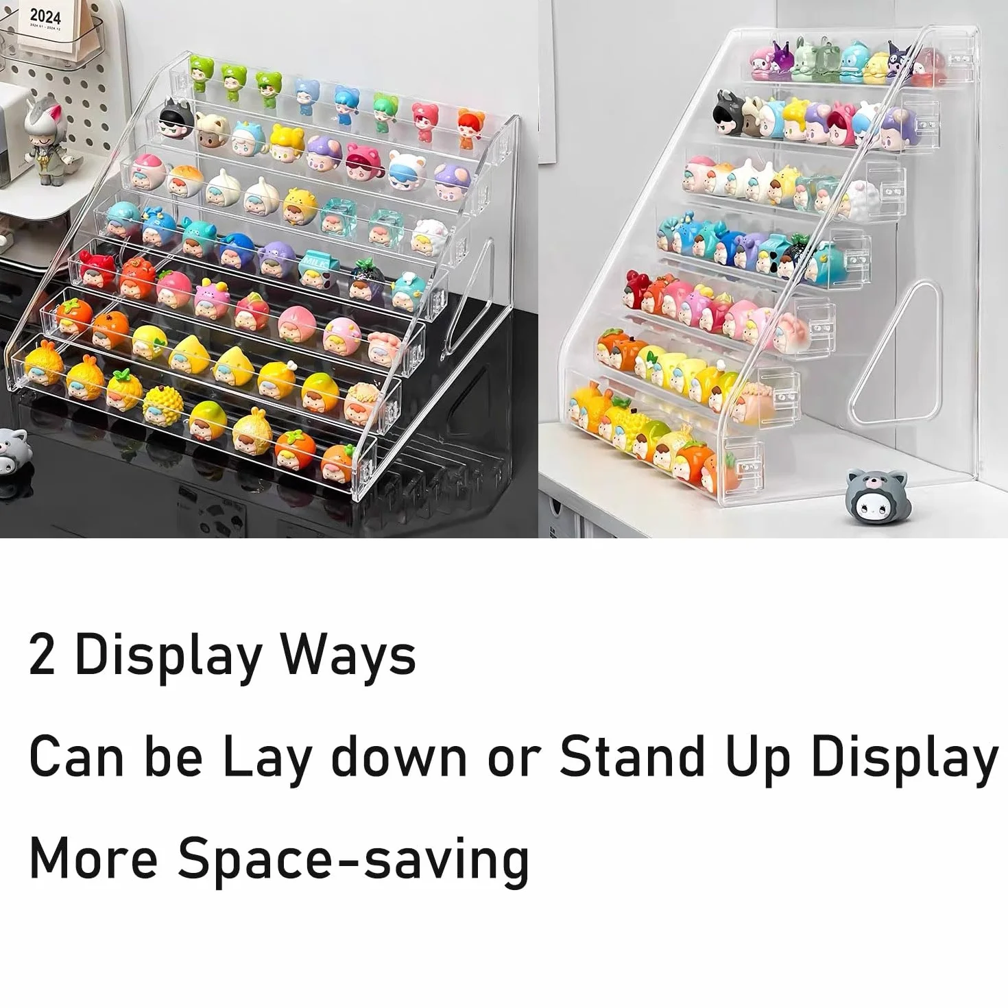 7-poziomowy akrylowy organizer ekspozycyjny z ogrodzeniem, organizer na perfumy, przezroczysta półka ekspozycyjna do domu, biura, sprzedaży detalicznej na figurki Funko zabawki, babeczki