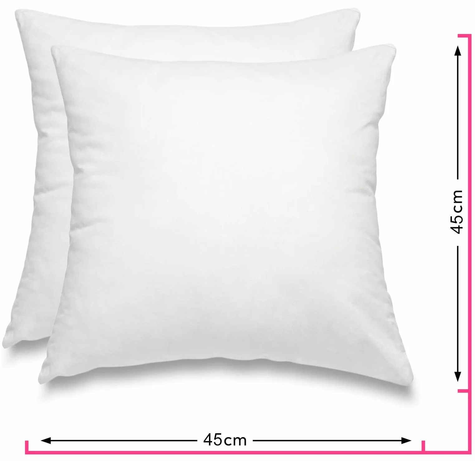 wometo Zestaw 2 poduszki z pierza 100% pióra 45x45-500g Oeko-TEX poduszka na sofę, wypełnienie do poduszki, poszewka z bawełny, biała/poduszka wewnętrzna/wypełnienie do poduszki/małe poduszki pod