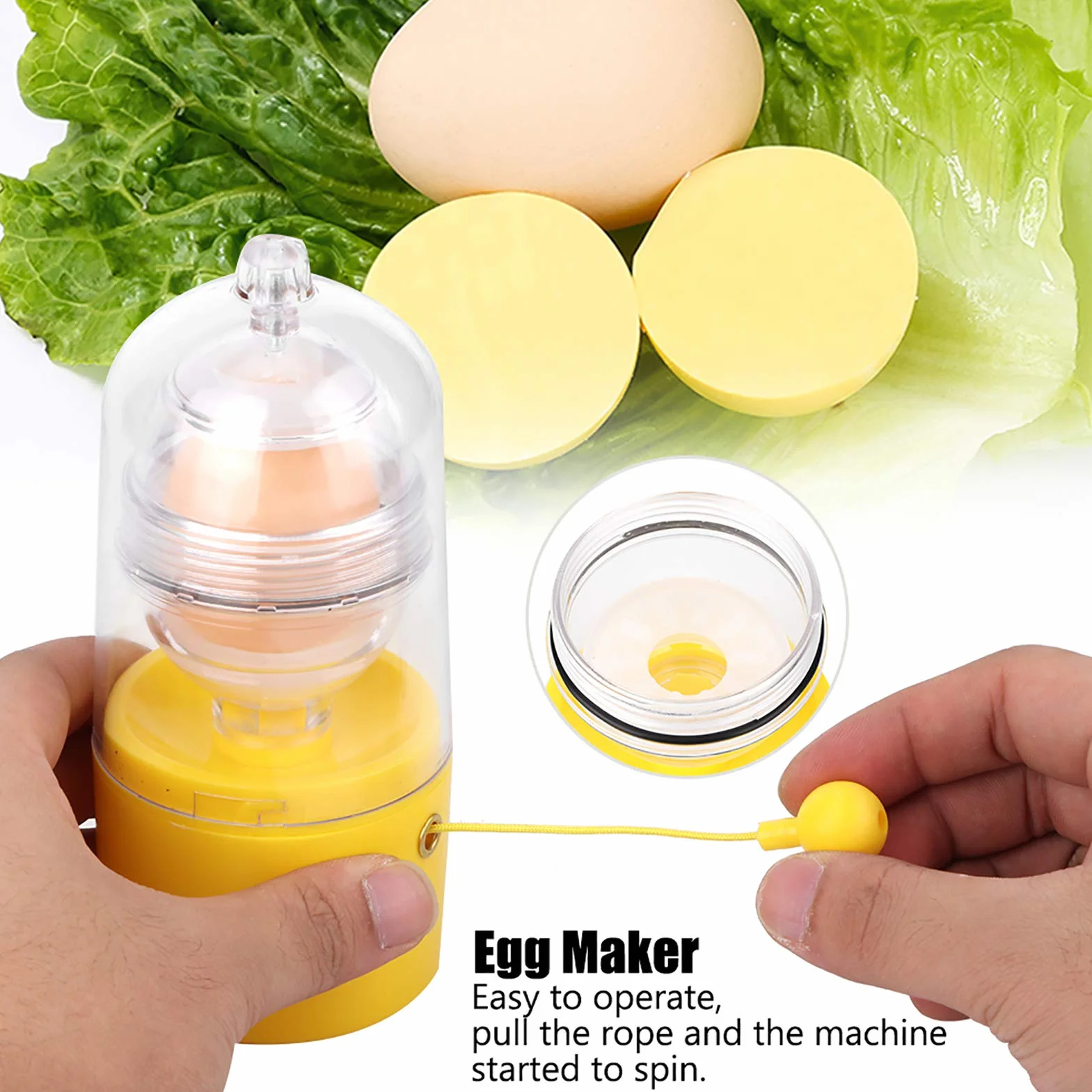 Golden Egg Maker, Egg Scrambler Shaker Trzepaczka Ręcznie Zasilany Golden Egg Maker Jaja Żółtko Biały Mikser Gadżety Kuchenne 160x70mm/6.3x2.76in