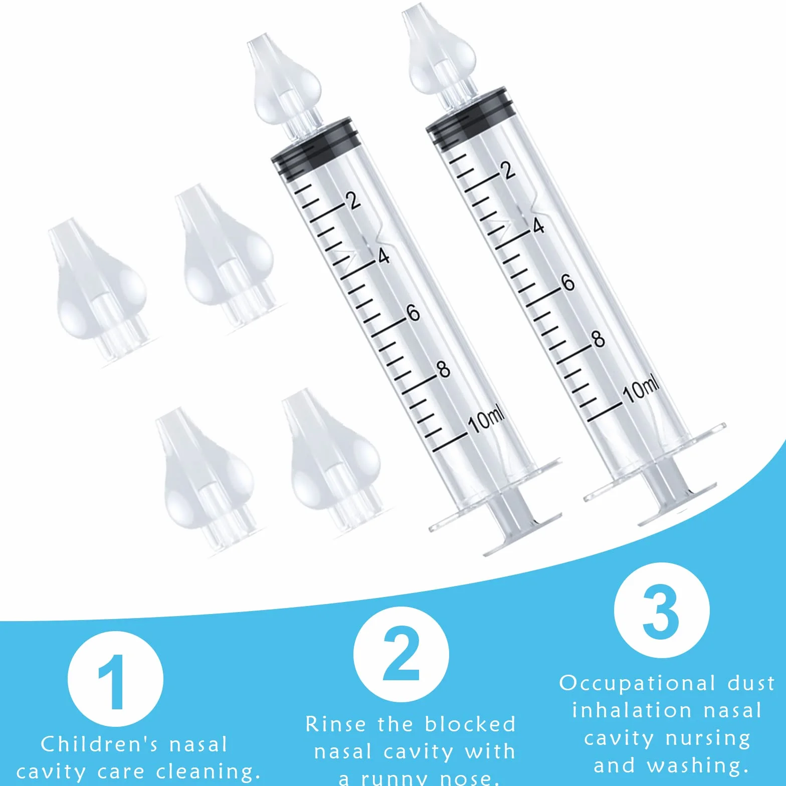 Sugeru Aspirator do Nosa dla Niemowląt, Irygator do Nosa Wielokrotnego Użytku, Przenośny Zestaw do Płukania Nosa (2pcs)