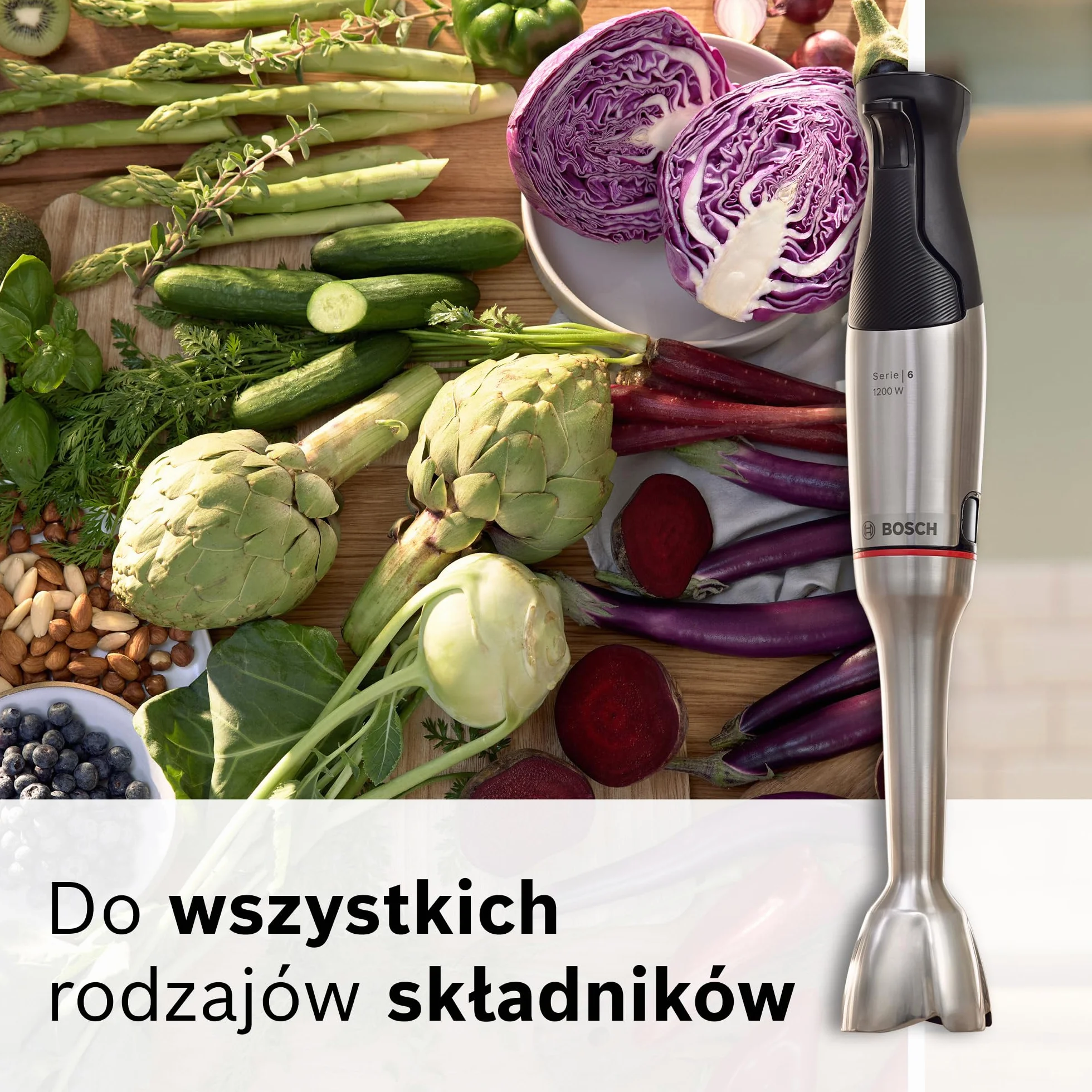Bosch ErgoMaster Series 6 Blender Ręczny 1200 W QuattroBlade Pro MSM6M820