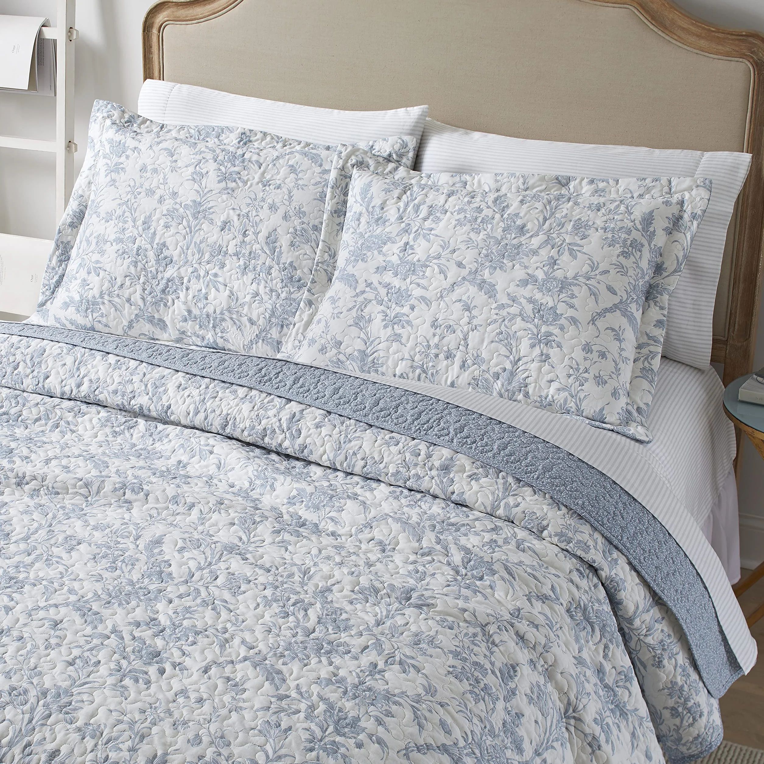 Laura Ashley Home - Kolekcja Amberley - zestaw kołder, 100% bawełna, oddychająca i lekka, dwustronna pościel, wstępnie sprana dla dodatkowej miękkości, podwójna, niebieski spa