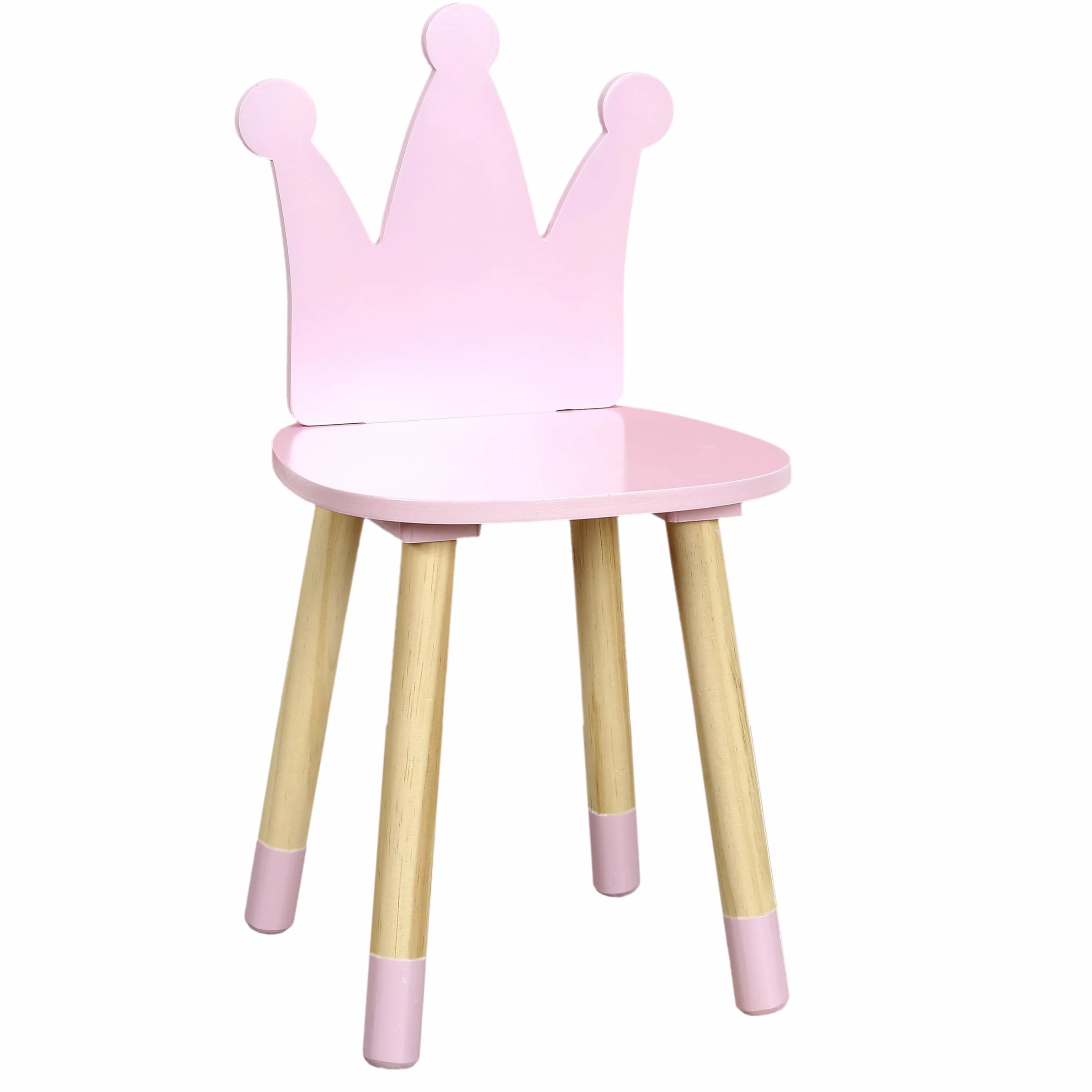 Home Deco Kids HD6922 różowe krzesło w kształcie korony do pokoju dziecięcego, meble, dekoracja, drewno sosnowe, 28 x 27 x 54