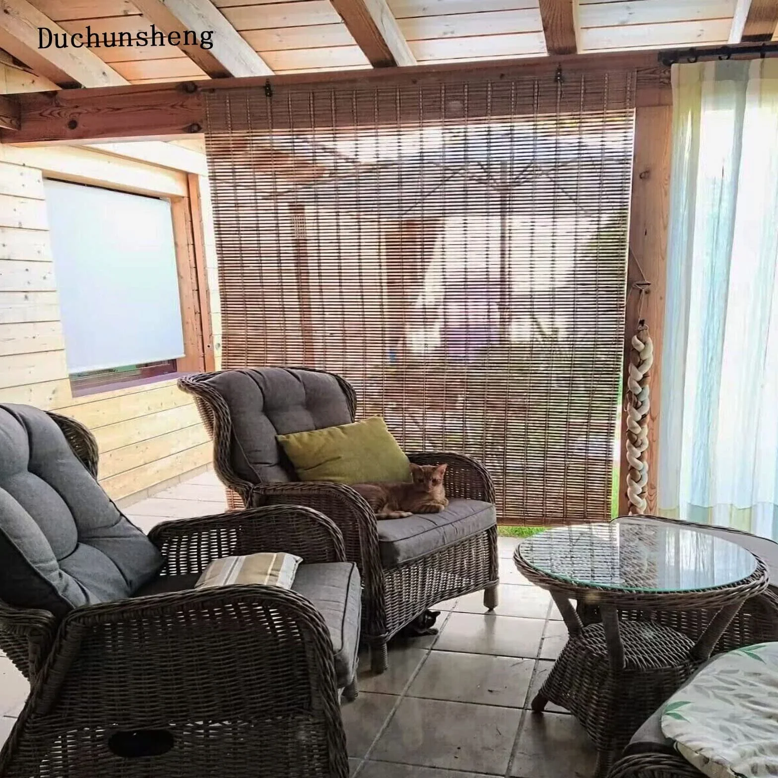 Rolety bambusowe, zasłony chroniące przed wzrokiem, na balkon i patio, łatwa instalacja, naturalne żaluzje bambusowe, idealne do ogrodu i na zewnątrz, eleganckie dekoracje okienne