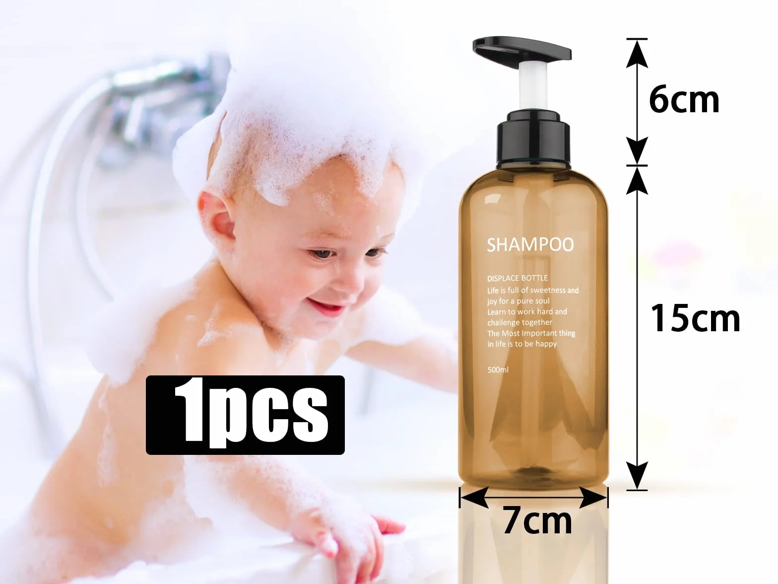 Butelki na szampon do napełniania, dozownik mydła, tworzywo sztuczne, z pompką, żółte, 500 ml, 3 sztuki, dozownik szamponu, pusta butelka na żel pod prysznic, dozownik do łazienki