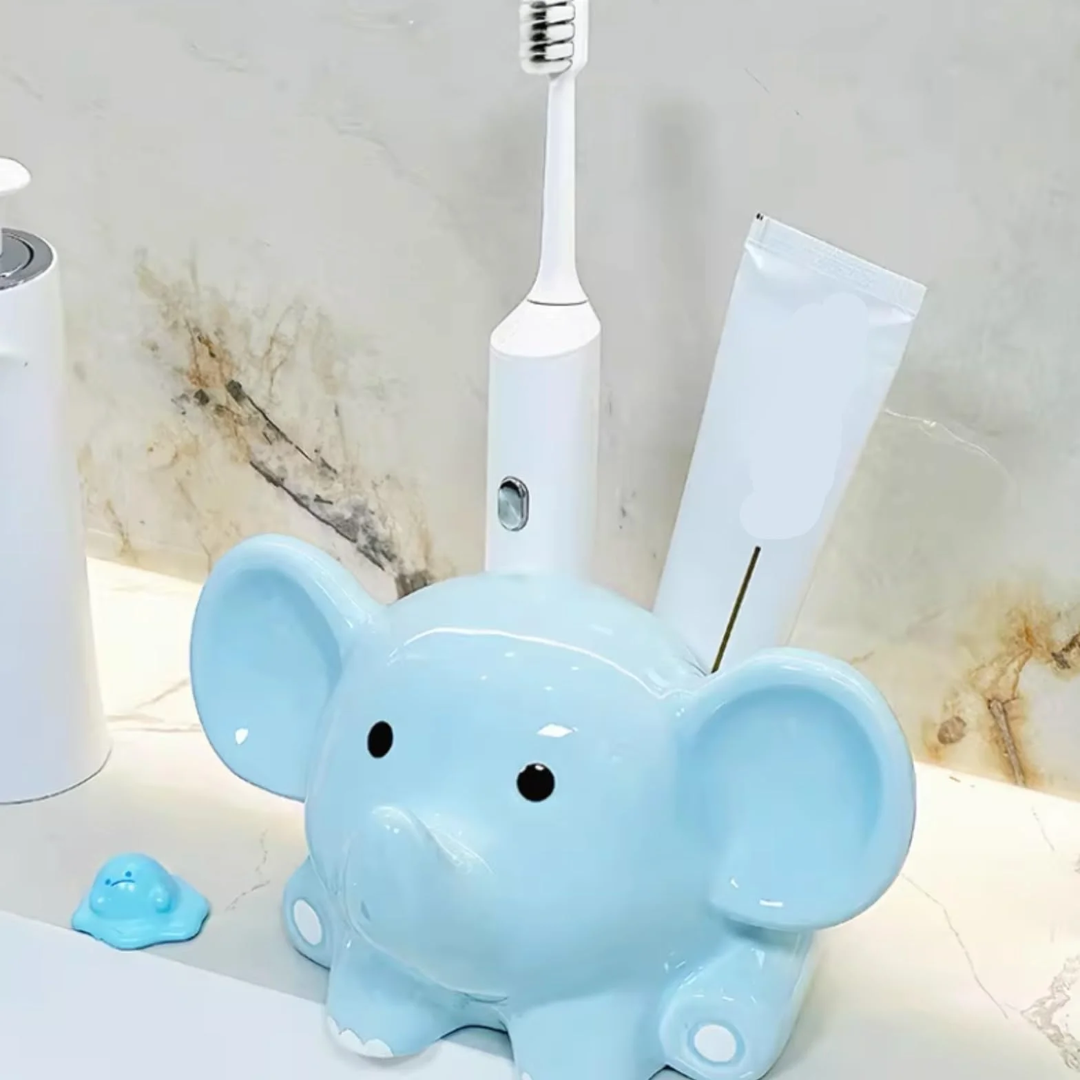 Uchwyt Szczoteczkę Ceramiczny Uchwyt Na Szczoteczki Do Zębów W Kształcie Słonia, Łatwy Czyszczenia Łazience Organizer