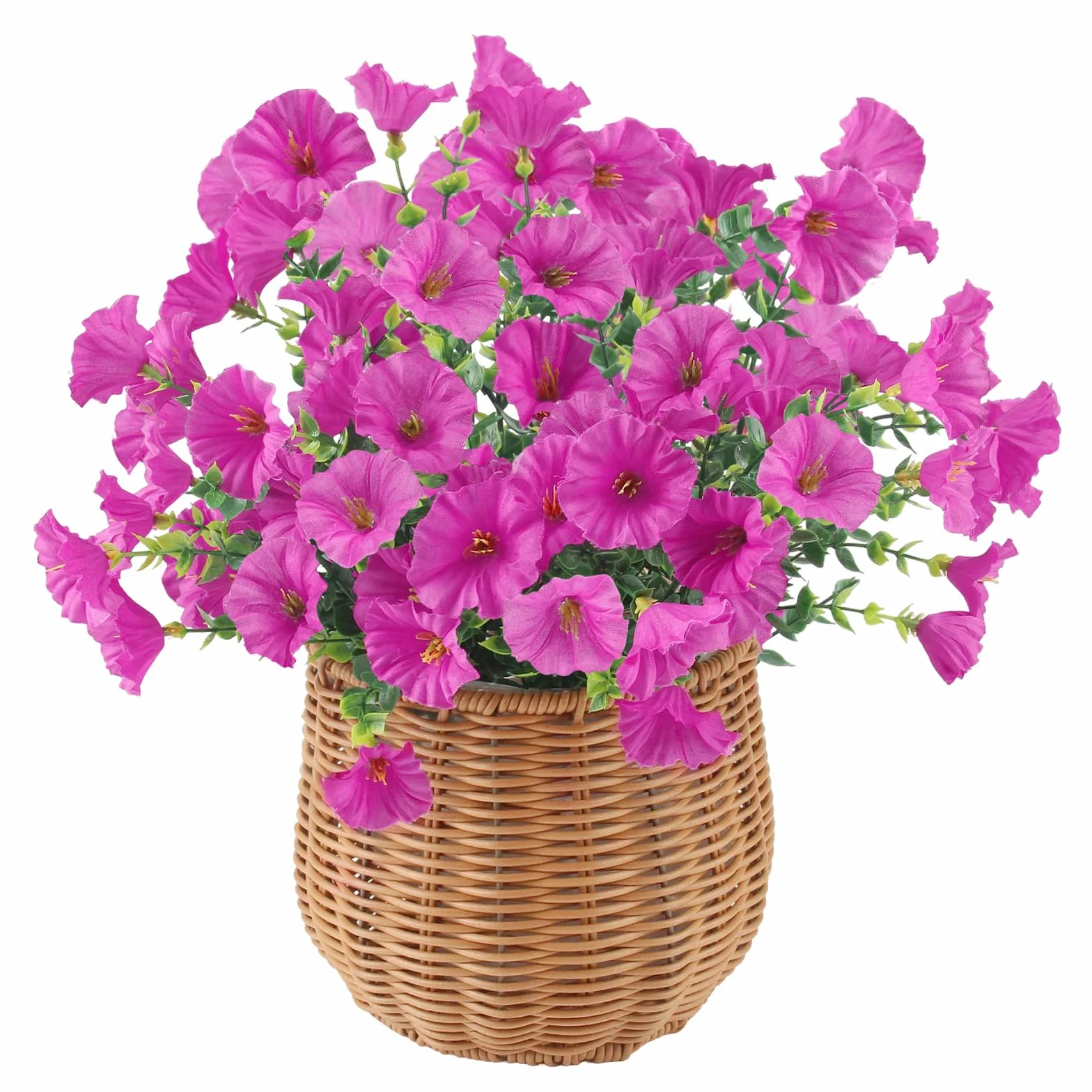 YUE QIN Sztuczne kwiaty do użytku na zewnątrz, 6 wiązek sztucznych roślin balkonowych, pelargonie, sztuczne kwiaty, jak prawdziwa petunia, realistyczne plastikowe kwiaty do użytku na zewnątrz, do