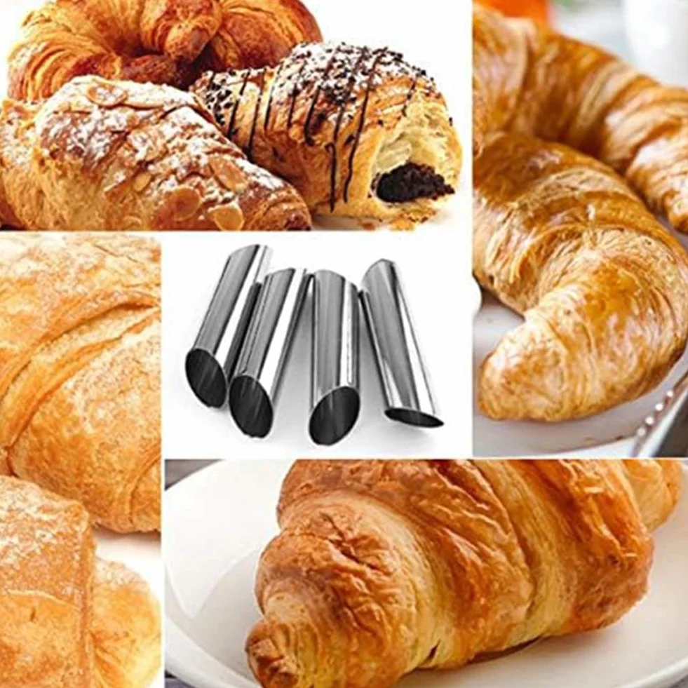 Rurki Cannoli do bochenka chleba Brioche, ze stali nierdzewnej, 3 sztuki, powłoka nieprzywierająca, foremki do kremowych rogów do duńskich wypieków, wielokrotnego użytku, łatwe w użyciu
