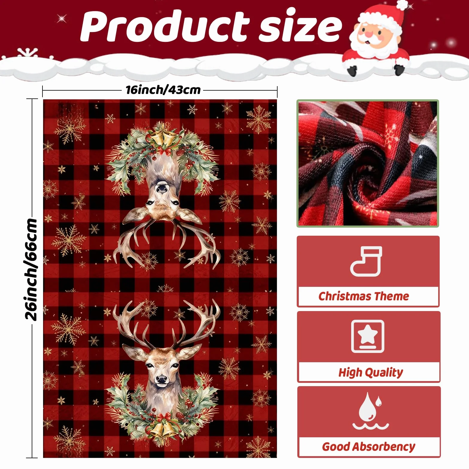 2 szt. Ściereczki kuchenne Boże Narodzenie 43 x 66 cm Ściereczki kuchenne Motyw świąteczny Kitchen Towels Decor Zima Boże Narodzenie Stół Jadalny w Domu (B)