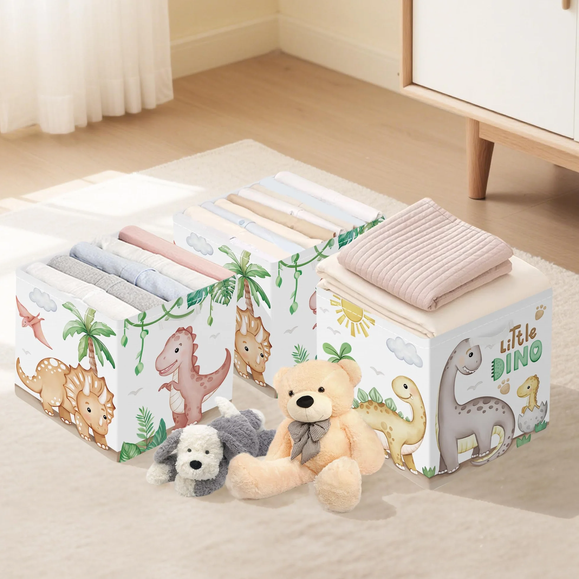 Clastyle organizer do przechowywania dinozaurów składany brązowy 30x30x30 cm