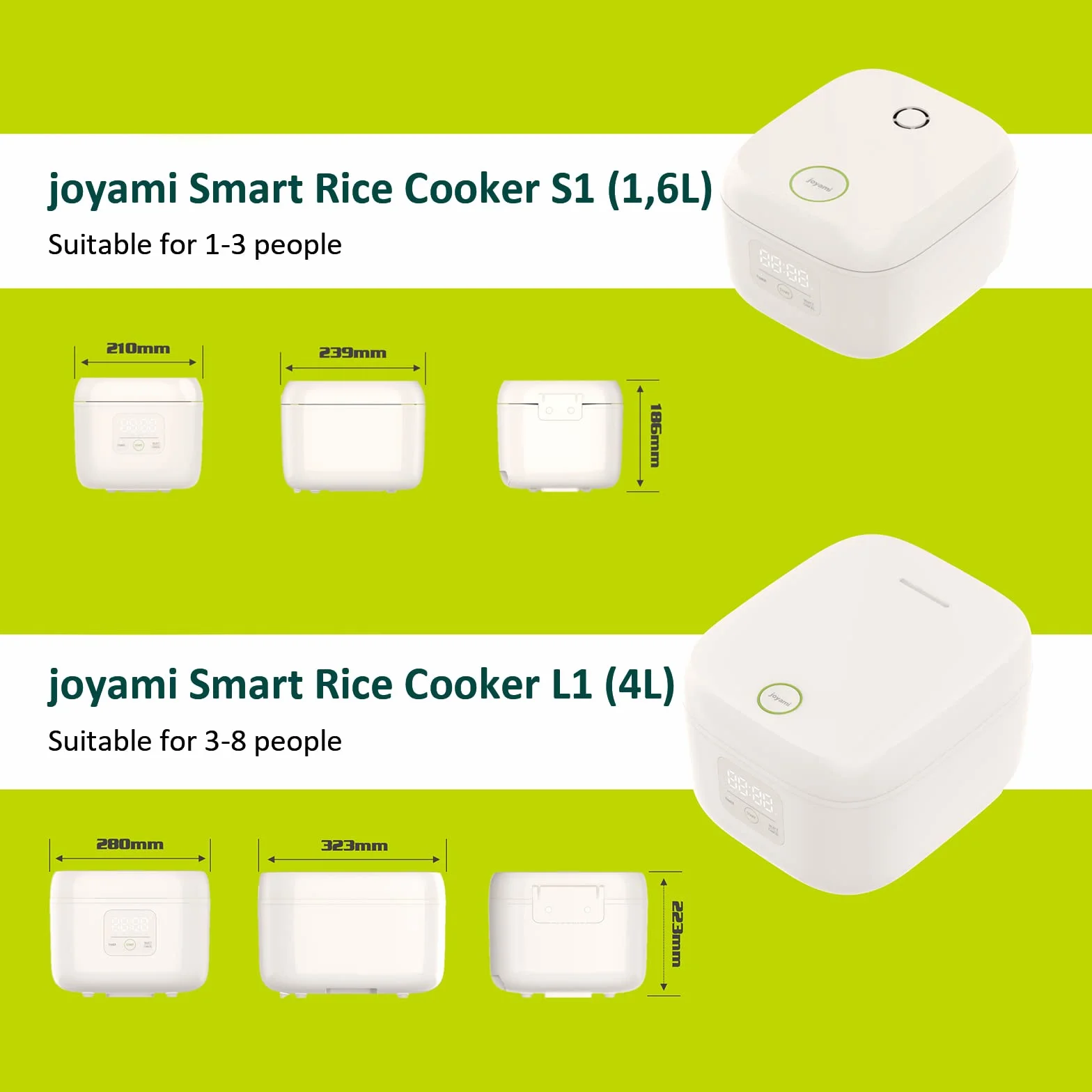 Joyami Mini Smart Ryżowar, Biały, 300W
