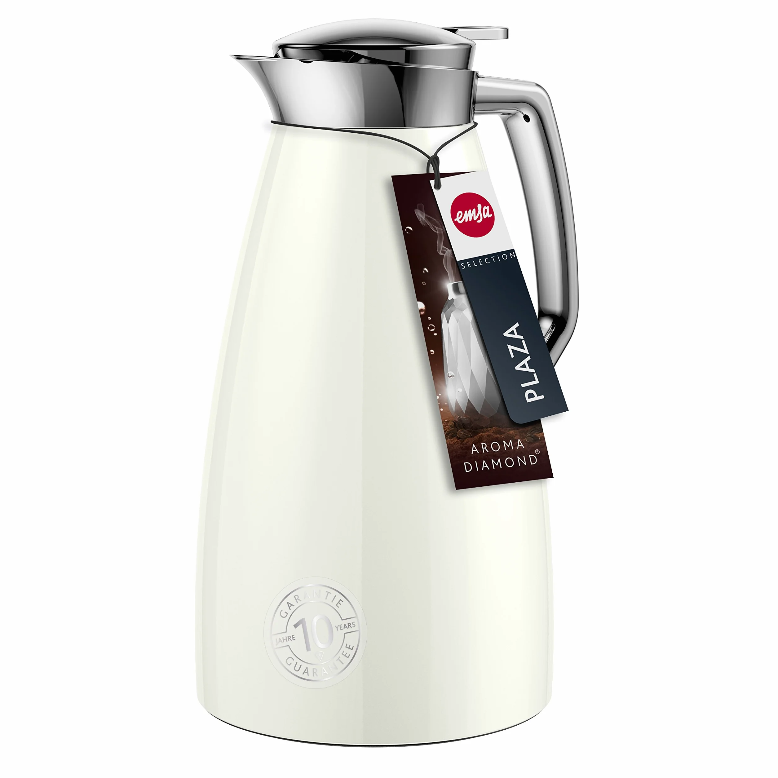 Emsa 514185 Plaza Quick-Tip dzbanek próżniowy, 1,0 l, lodowa biel, 1