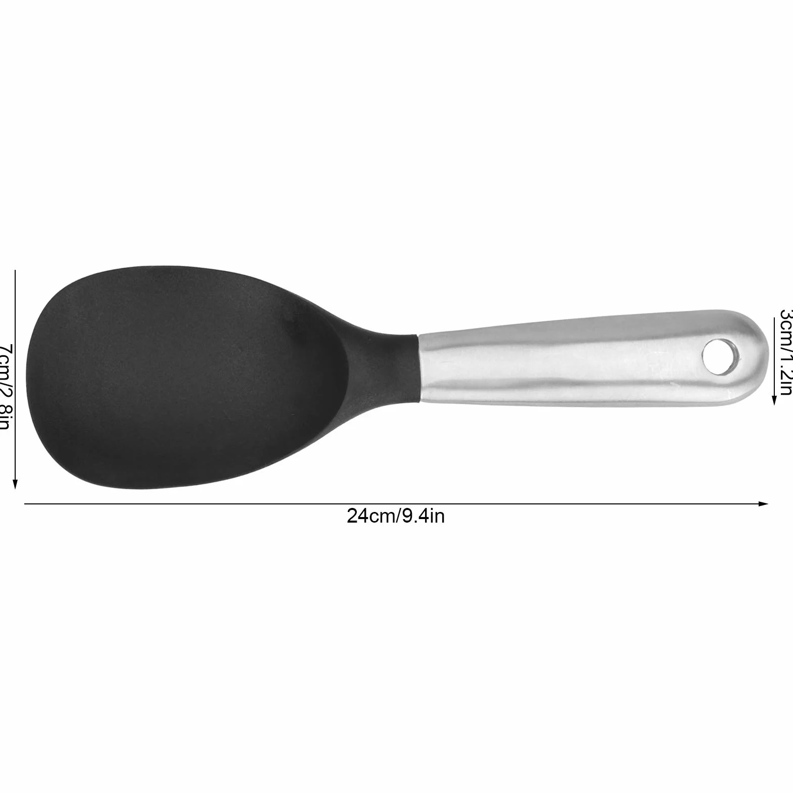 Łyżka do Ryżu, Stal Nierdzewna Łyżka do Serwowania Ryżu Silikonowego Nieprzywierająca Łyżka do Ryżu z Otworem do Zawieszania Żaroodporna Łyżka do Gotowania Ryżu do Domu Restauracji