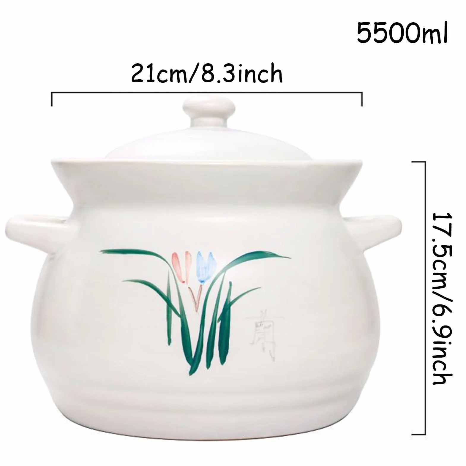 Ceramiczny garnek do duszenia, Małe miedziane rondle, garnki z pokrywką, ceramiczne(5.5L/5Quarts)