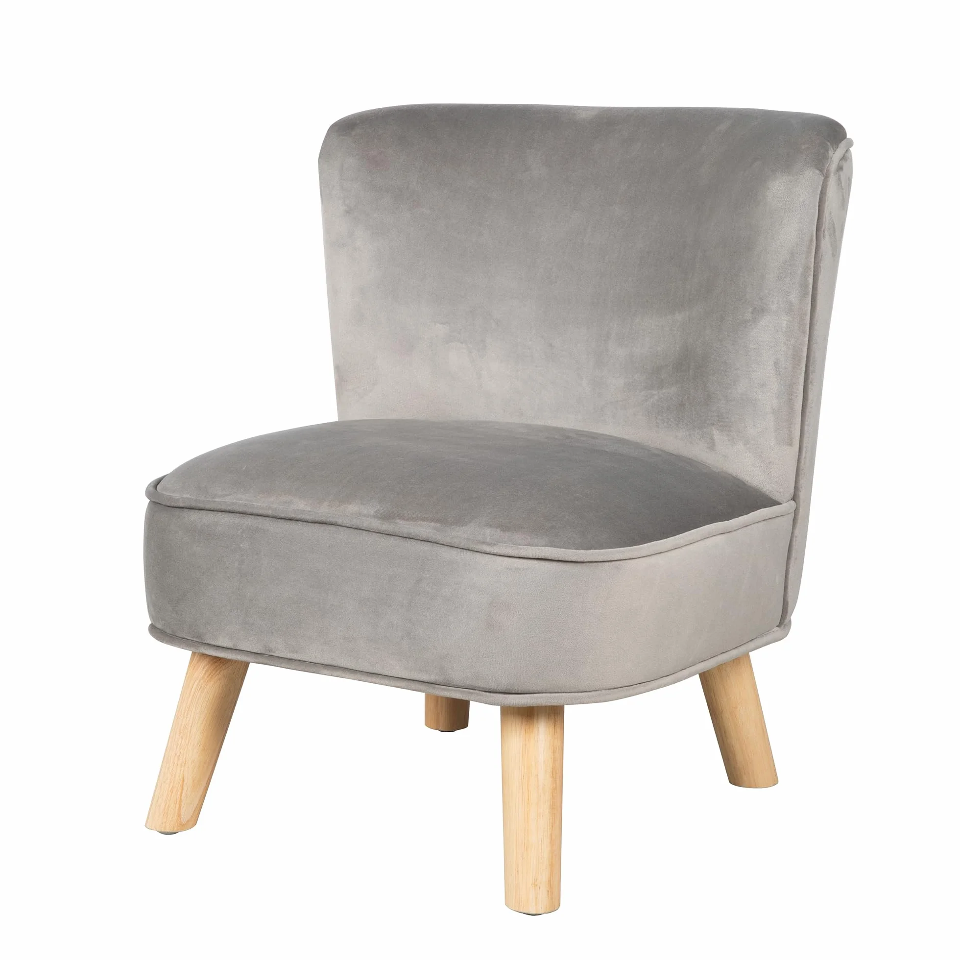 roba Fotel dziecięcy Lil Sofa - Wygodny fotel dla dziewcząt i chłopców - Stabilne drewniane nogi - Do pokoju niemowlęcego i dziecięcego - Materiał z weluru - Szary