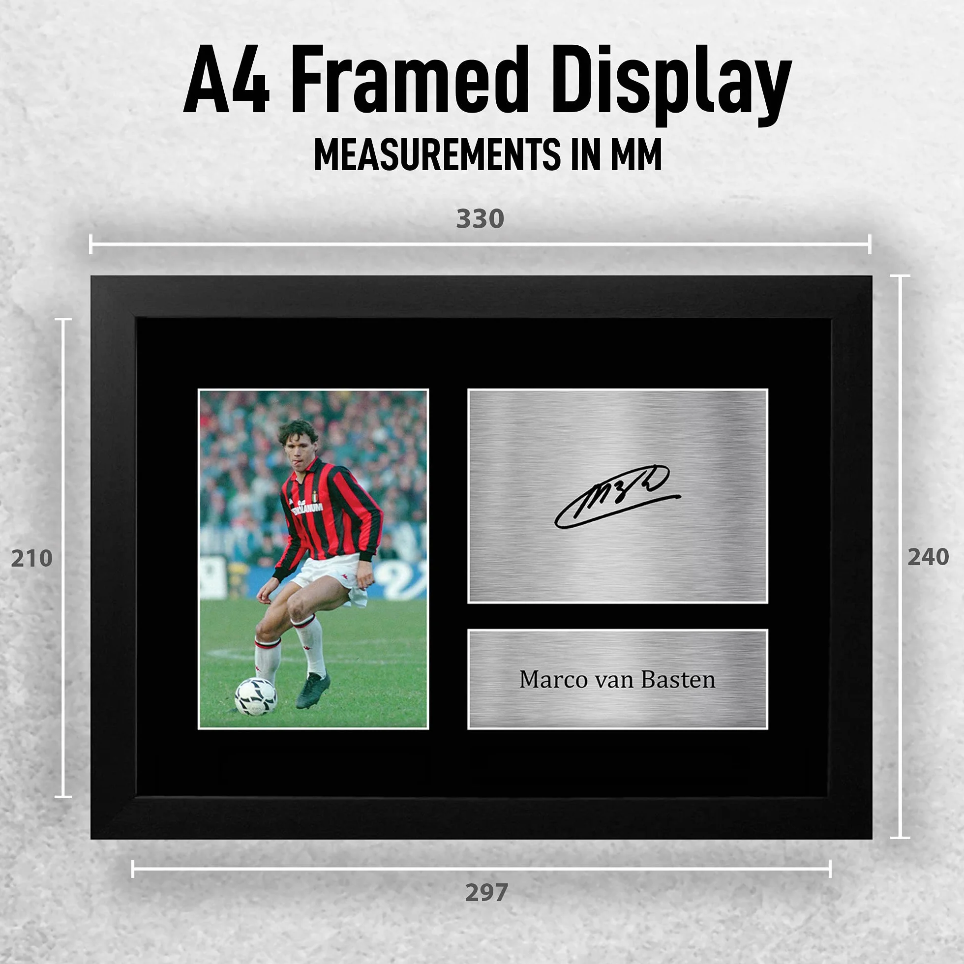 HWC Trading FR A4 Marco van Basten A C Milan Prezenty Drukowane Podpisane Zdjęcie Z Autografem Dla Fanów Piłki Nożnej I Kibiców - A4 Framed