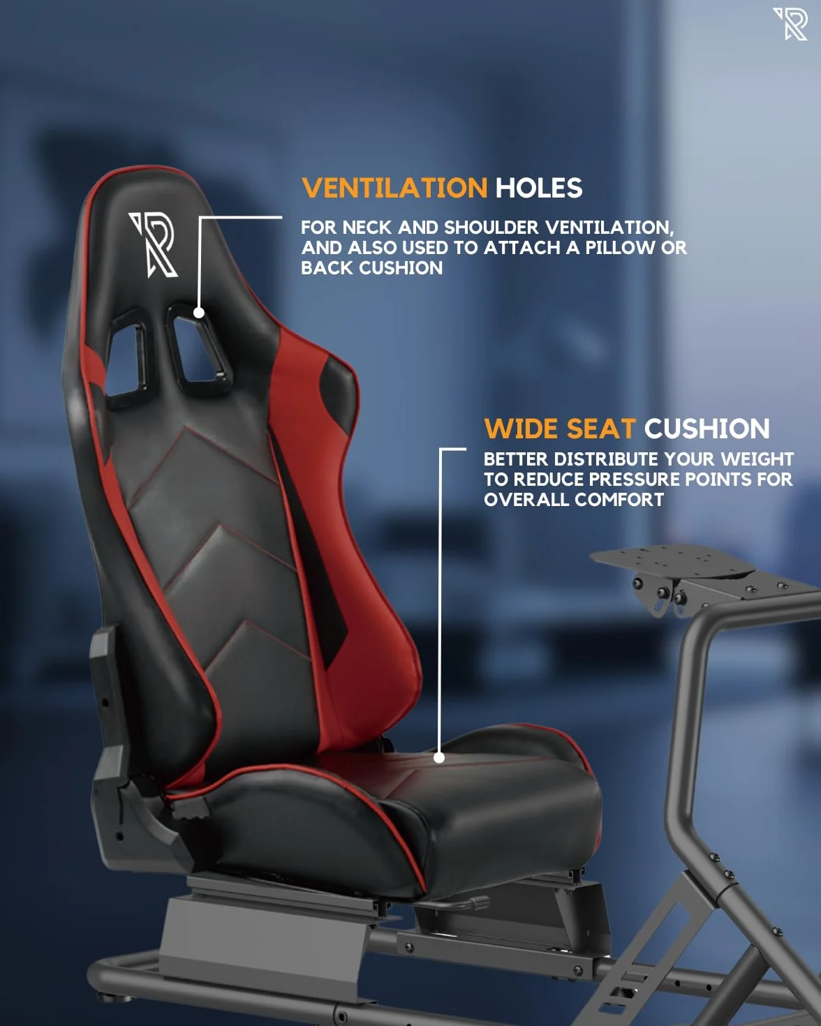 Ranqer Racing Simulator Cockpit - Racing chair with steel frame - Racing Cockpit/Racing Simulator Rhair - Adjustable Backrest for Beginners and Professionals - Metal frame - Simracing cockpit