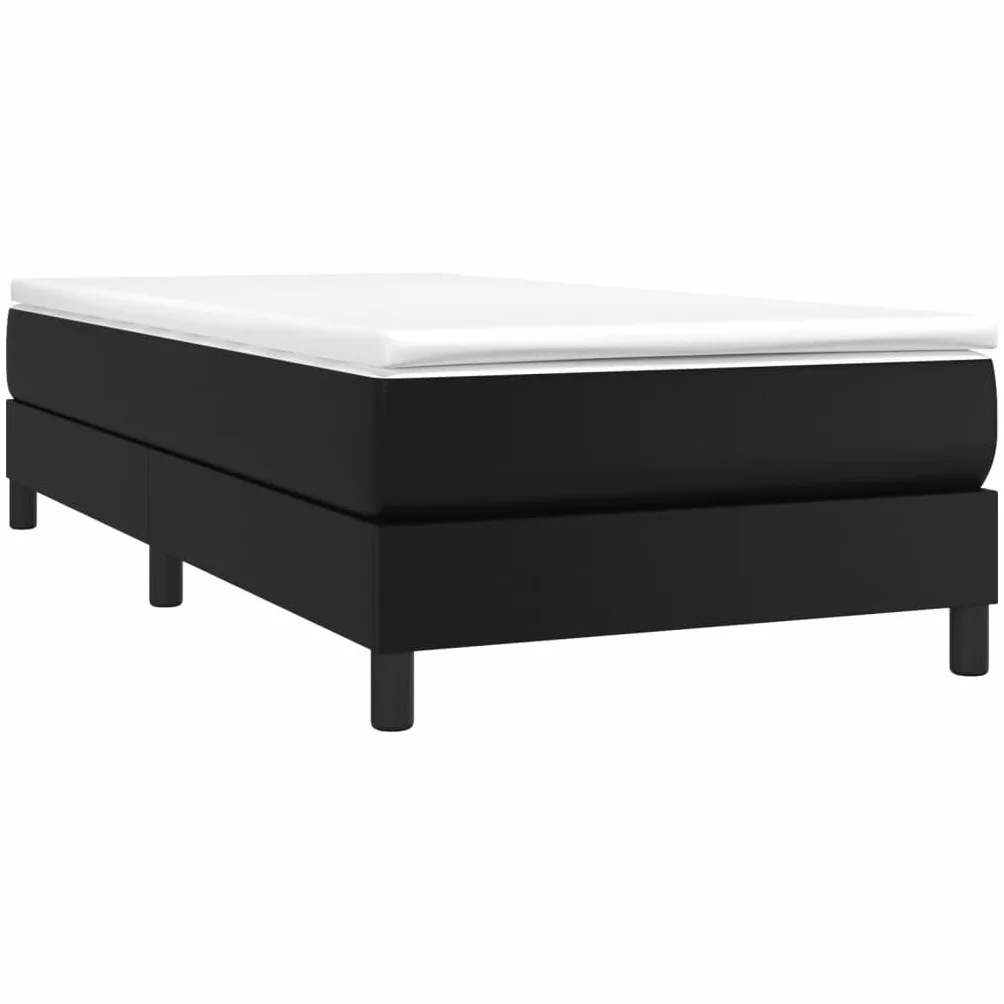 vidaXL Łóżko kontynentalne, czarne, obite sztuczną skórą, 90x200 cm, łóżko, rama łóżka, mebel do sypialni, łóżka, ramy łóżek, meble do sypialni