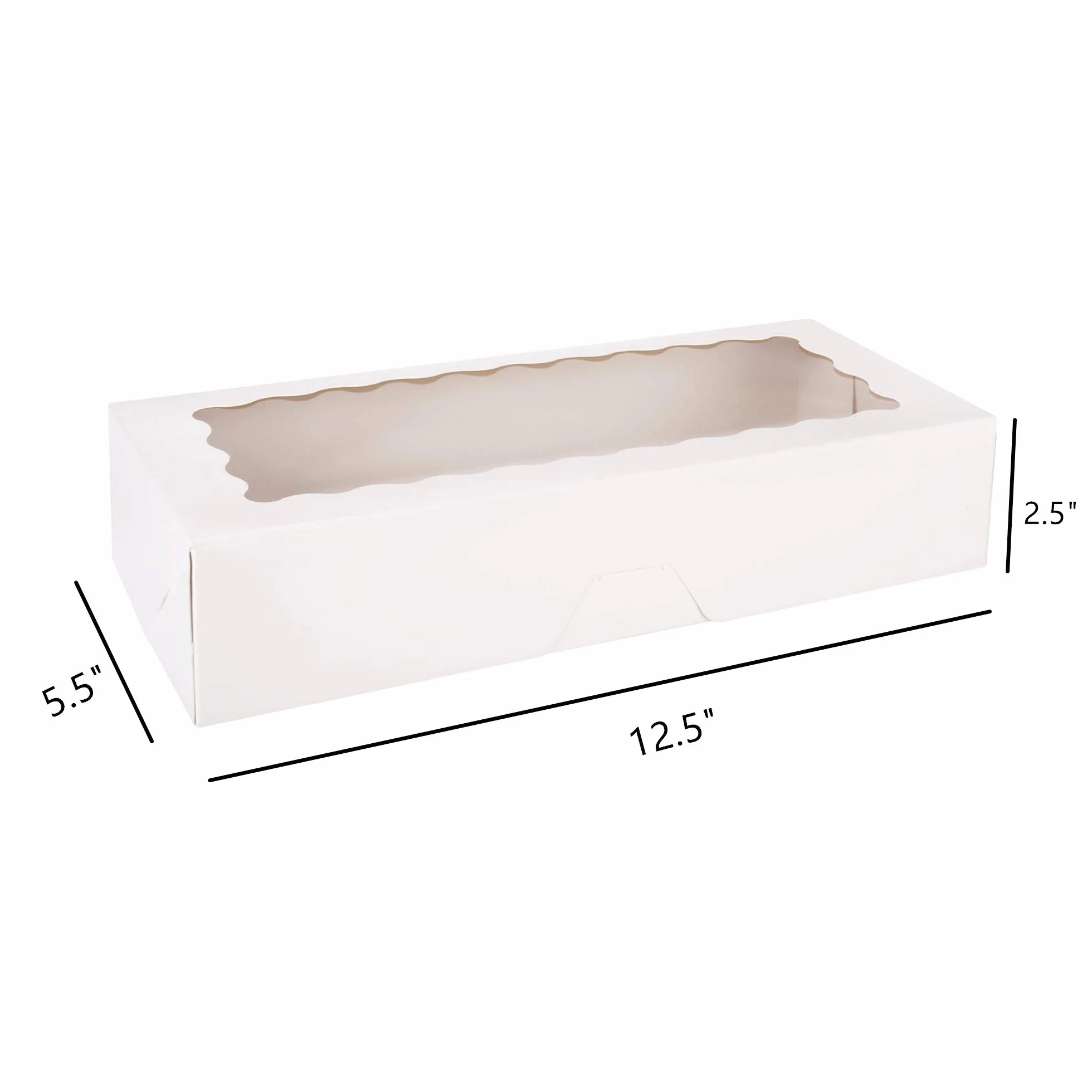 Tcoivs Zestaw 20 pudełek na ciasteczka z okienkiem, 31,8 x 14 x 6,3 cm, białe pudełka do piekarni, automatyczne wyskakujące pudełka na smakołyki, truskawki