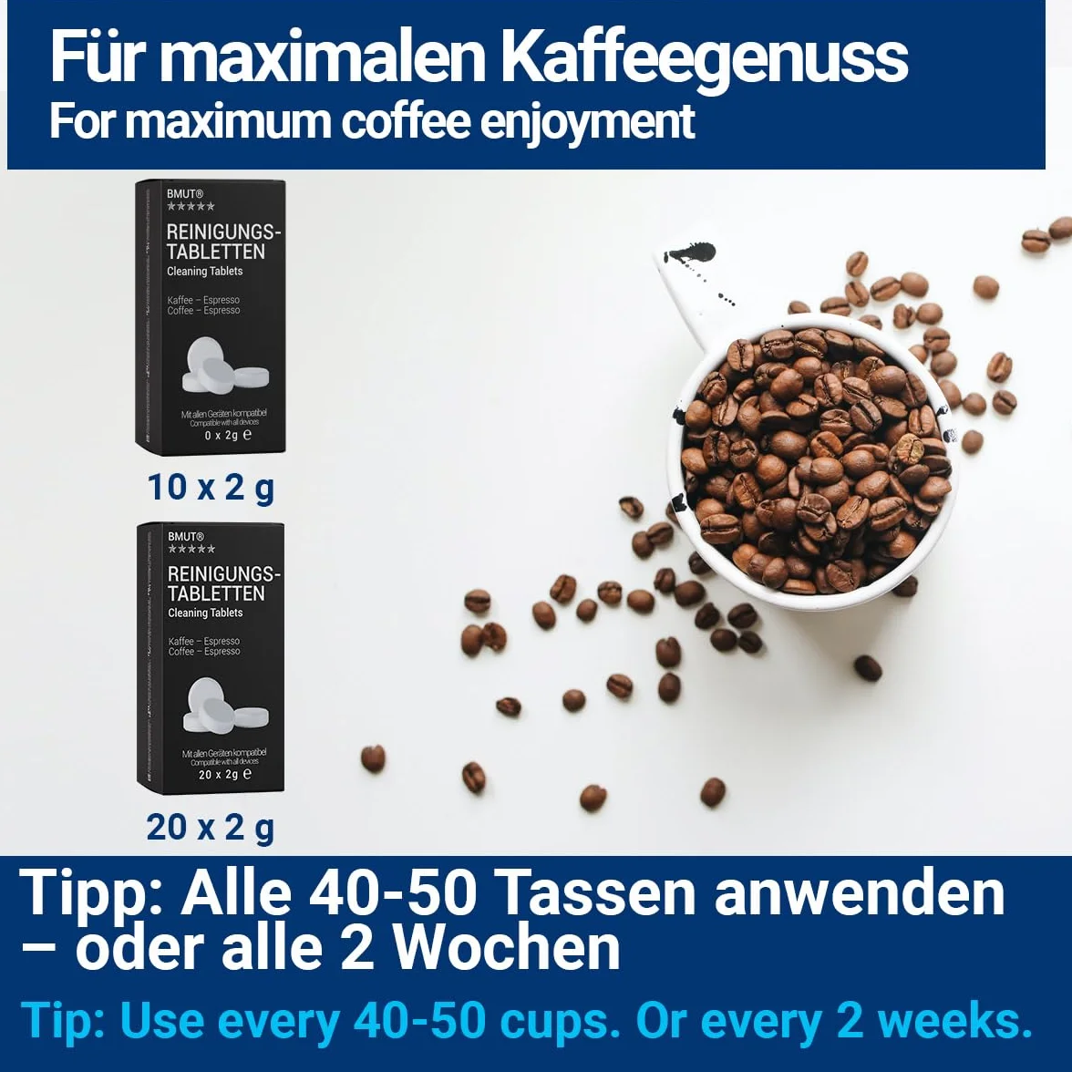 Tabletki czyszczące do ekspresów do kawy BMUT 20 sztuk do Jura, Siemens, Delonghi, Krups
