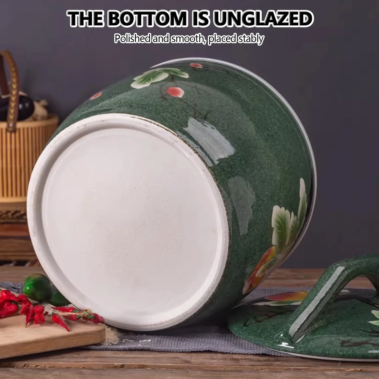 Ceramiczne wiadro ryżowe z pokrywką, dozownik ziarna o dużej pojemności do hermetycznego przechowywania żywności, płatków śniadaniowych, mąki, cukru, kawy i herbaty